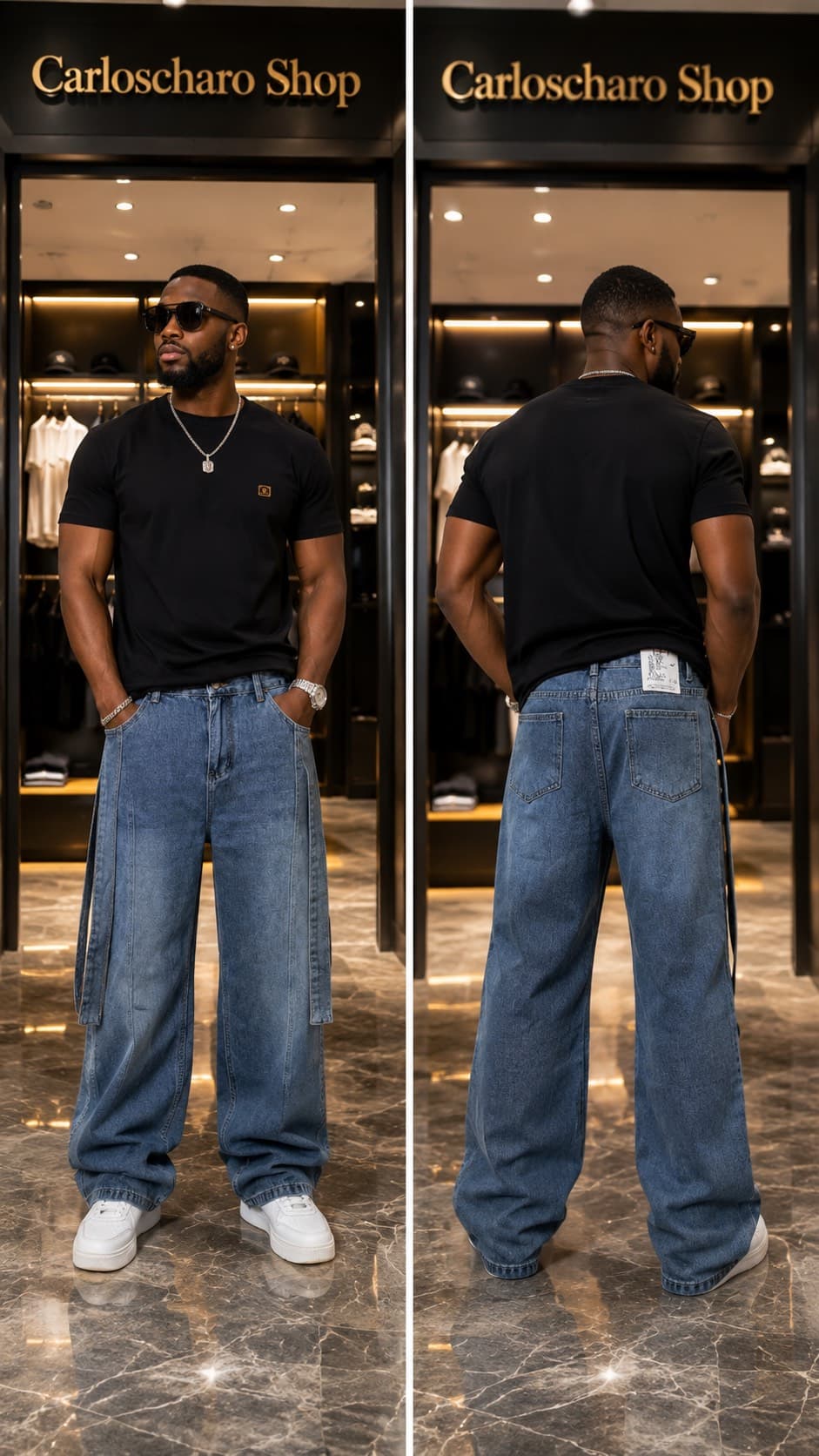 pantalon jean cargo baggy