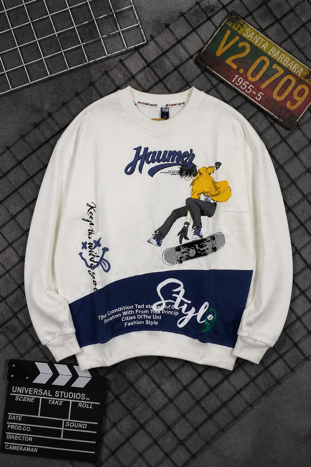 pull-over blanc streetwear