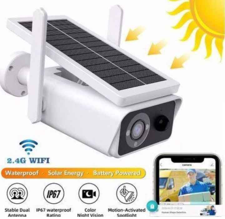 Caméra Solaire WiFi Extérieur IP67 - Panneau Solaire + Batterie