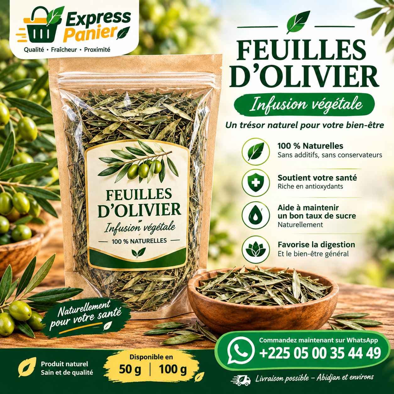 Feuilles d’Olivier Naturelles – Infusion Bien-être & Antioxydants