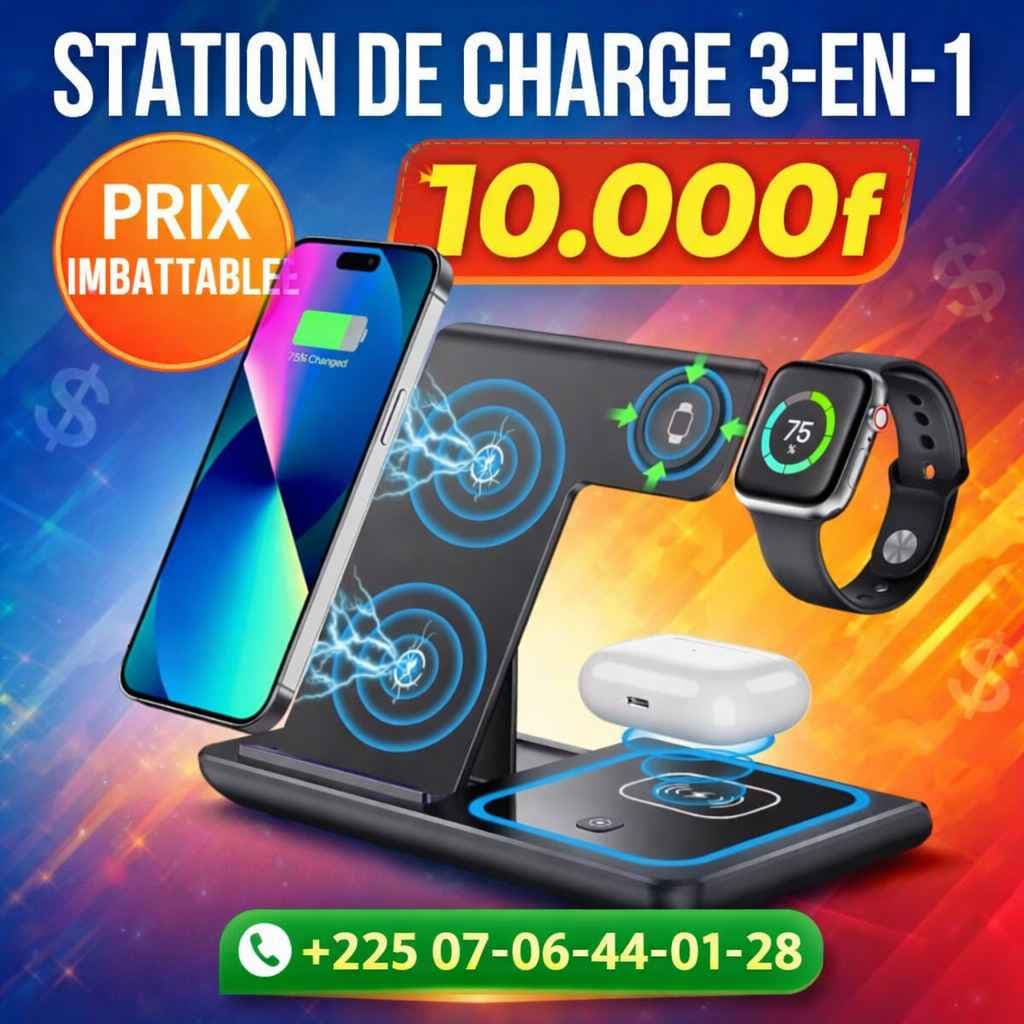 station de charge 3 en 1