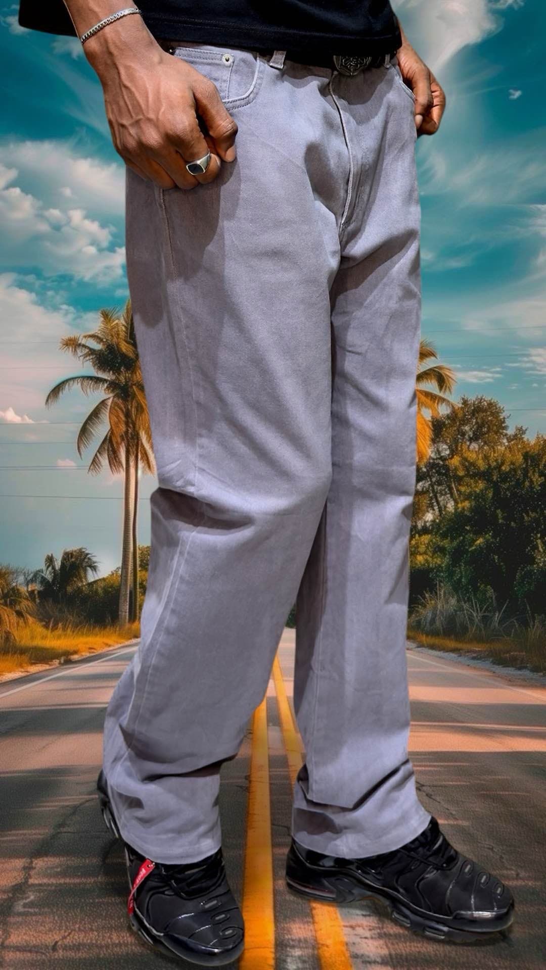 pantalon cargo gris claire robuste
