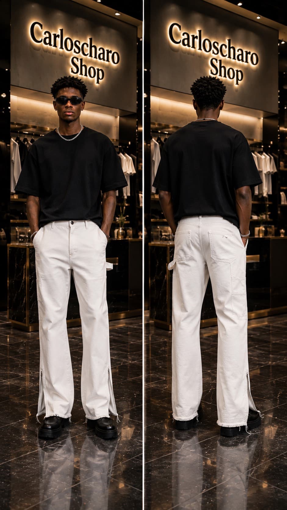 pantalon jean cargo blanc