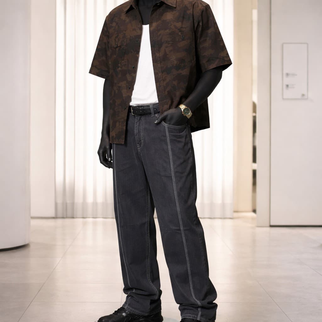pantalon jean noir cargo