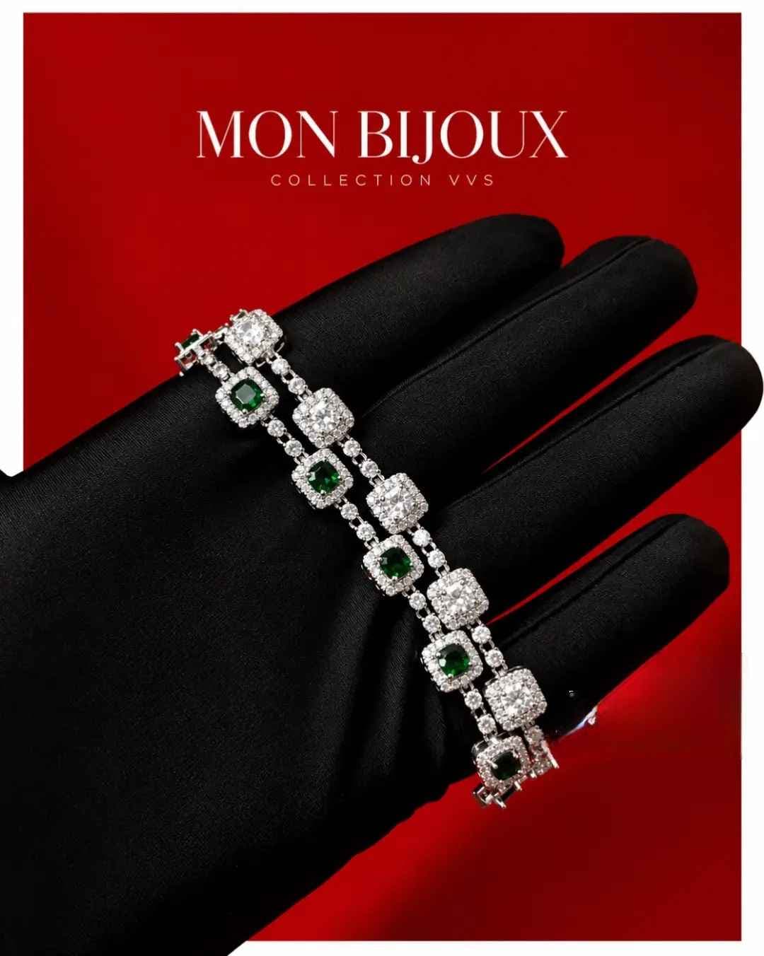 bracelet VVS en argent plaqué et pierre de zirconium