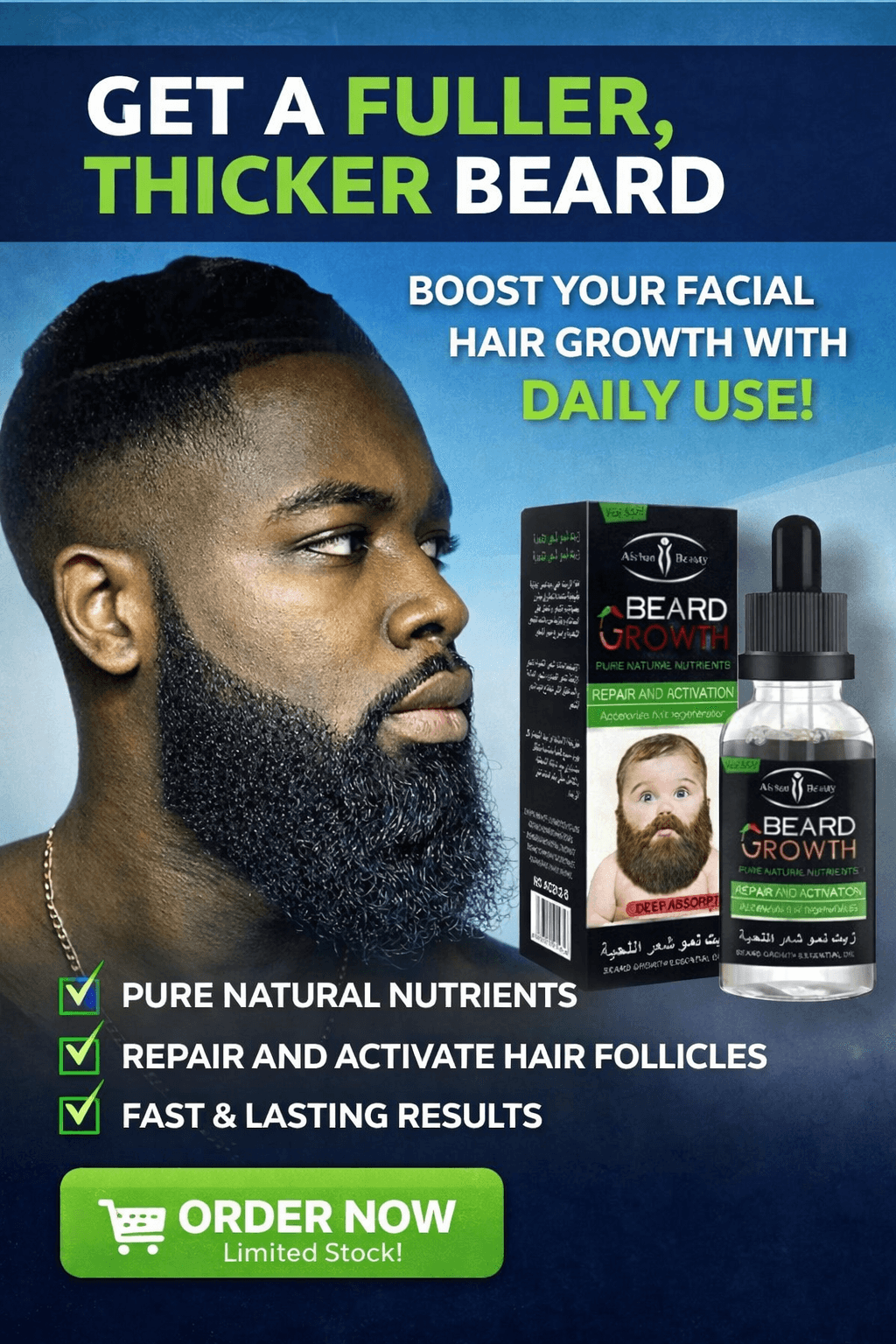 Obtenez une barbe plus dense et plus forte ! ⭐⭐⭐⭐⭐