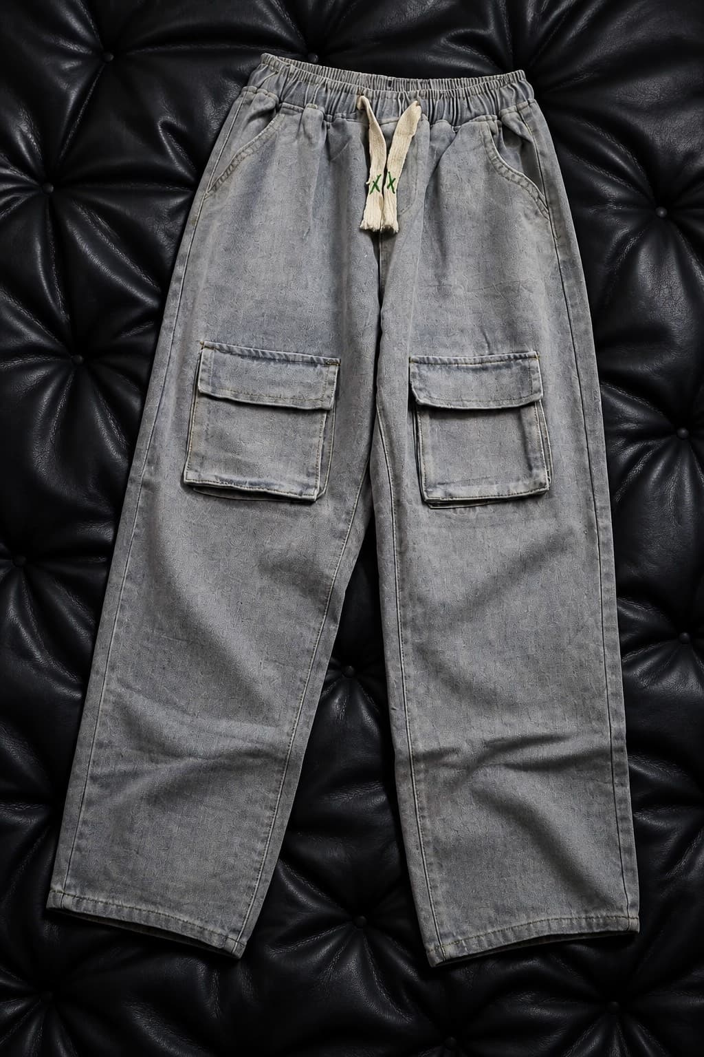 pantalon cargo jean bleu décontracté