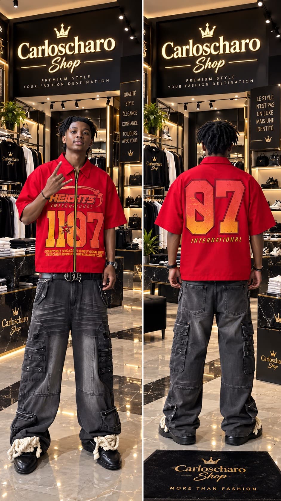 chemise streetwear rouge