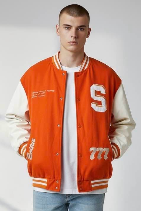 pull-over orange blanc