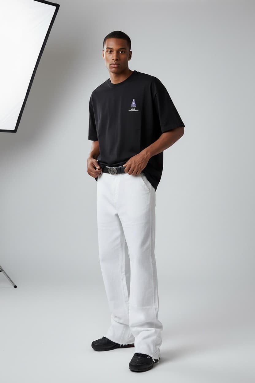 pantalon jean blanc