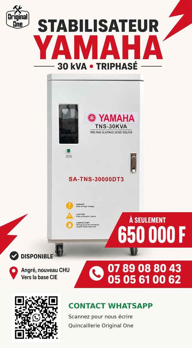 stabilisateur Yamaha 30kva triphasé