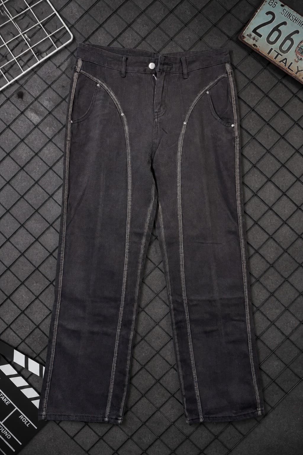 pantalons jean cargo noir