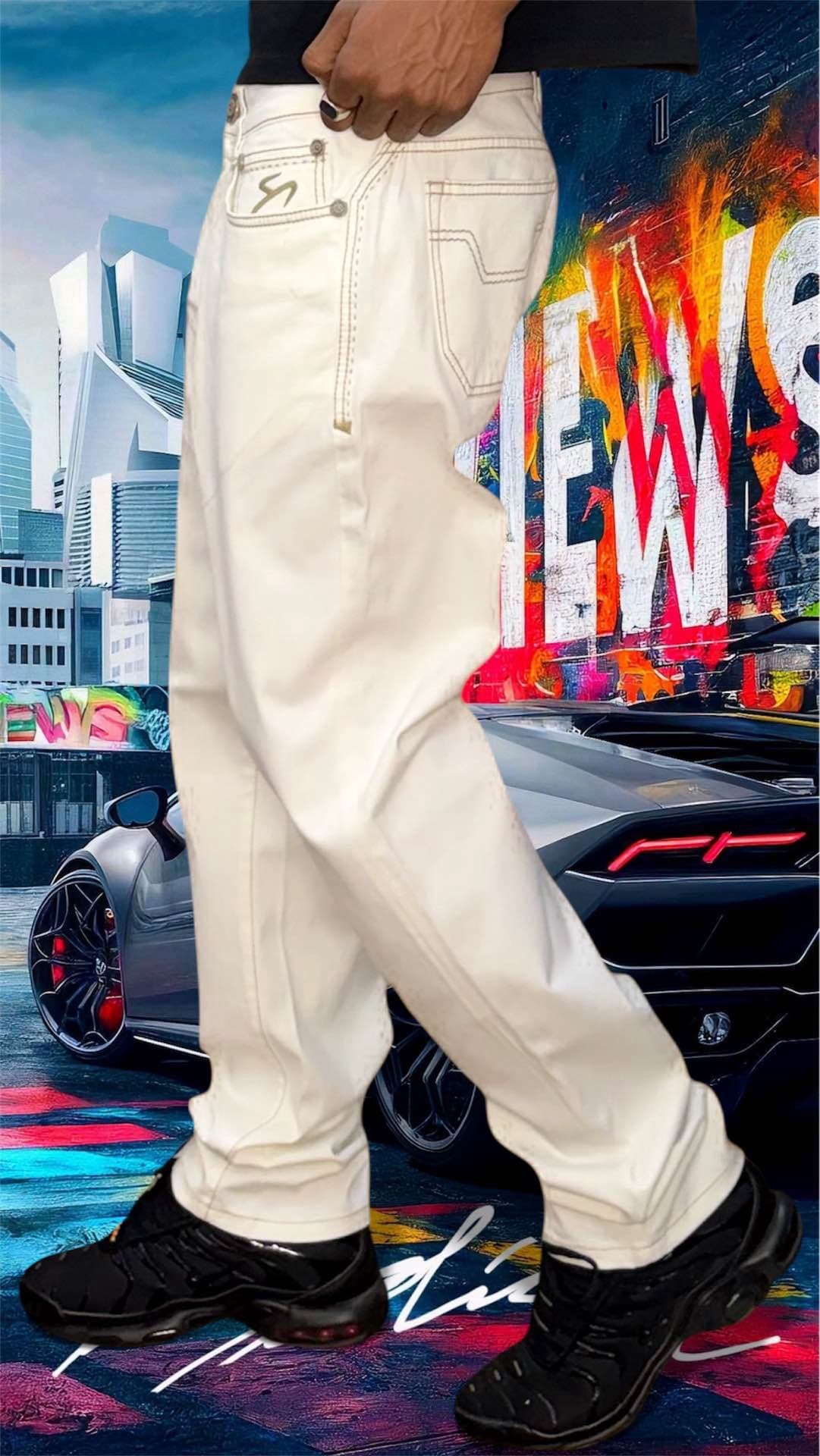 pantalon jean blanc robuste