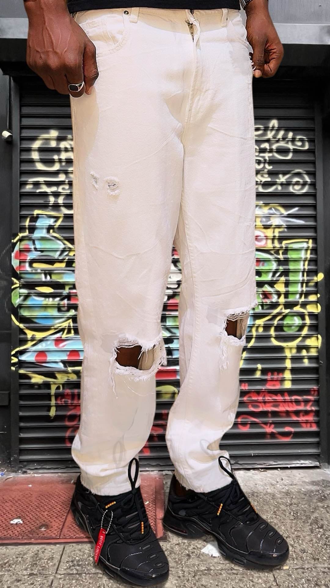 pantalon jean blanc