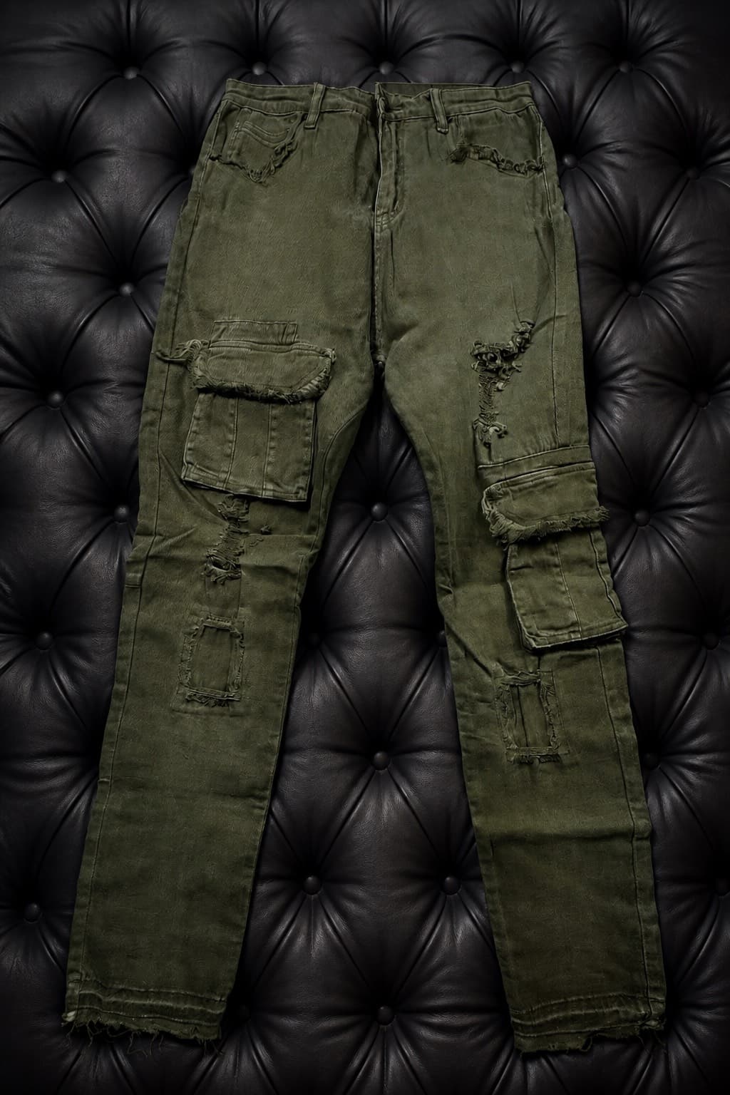 pantalon cargo jean streetwear vert