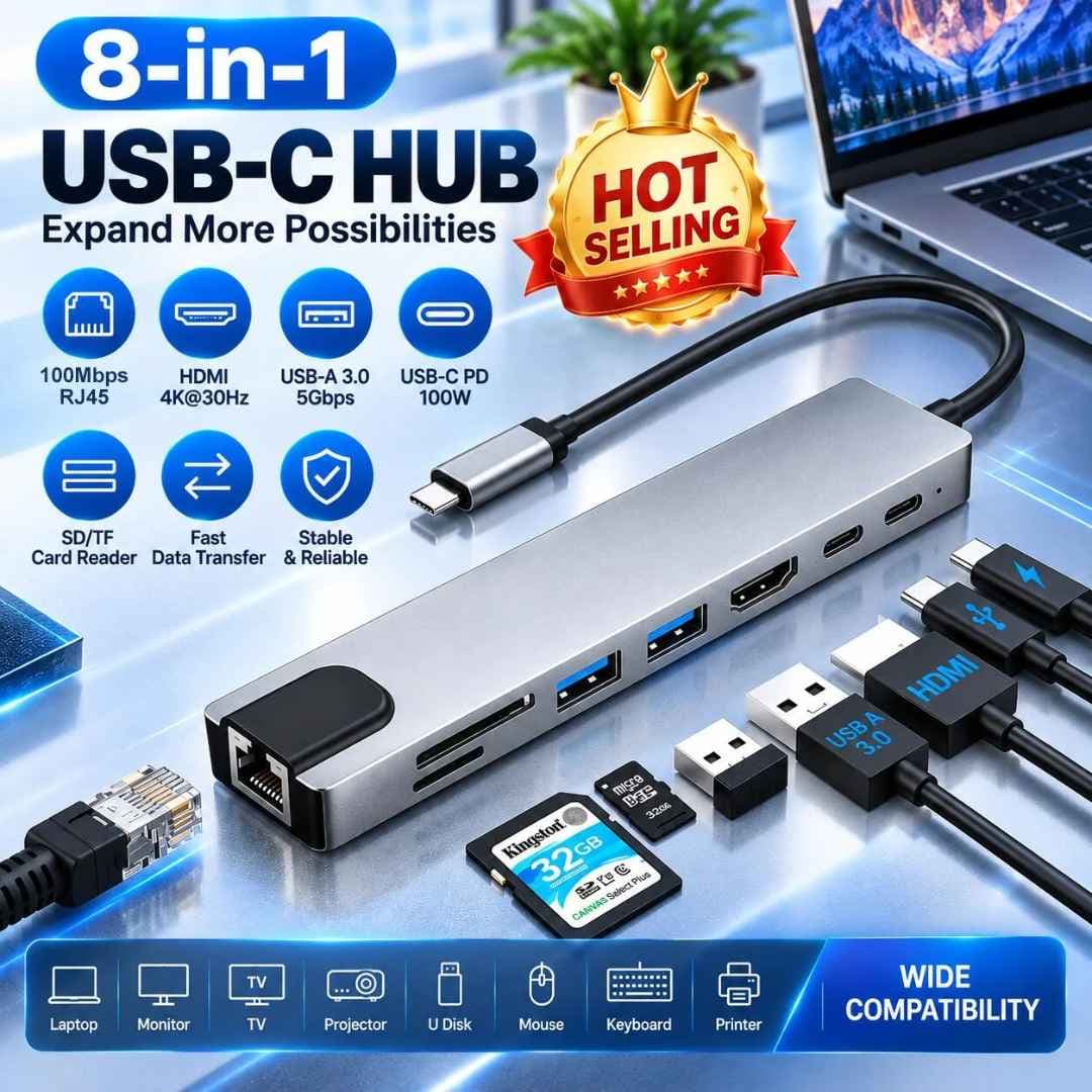Adaptateur USB-C multiport 8en1