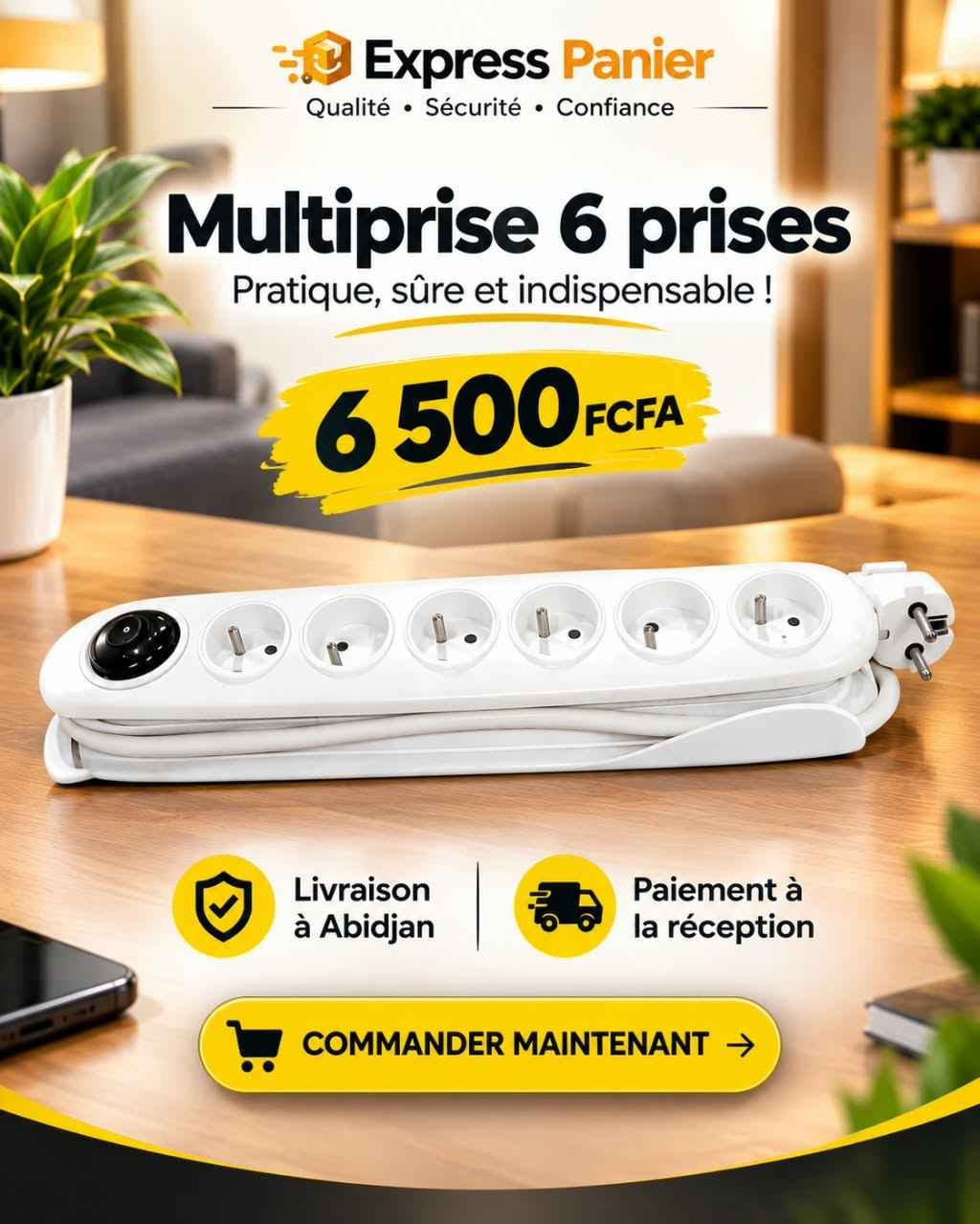 Multiprise PowerGuard Pro 6 Prises – 3 500 W, Sécurité et Fiabilité Électrique