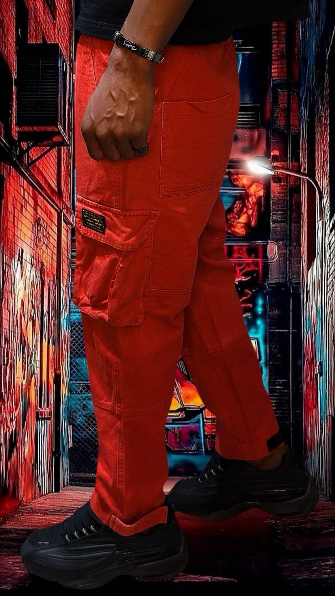 pantalon cargo rouge