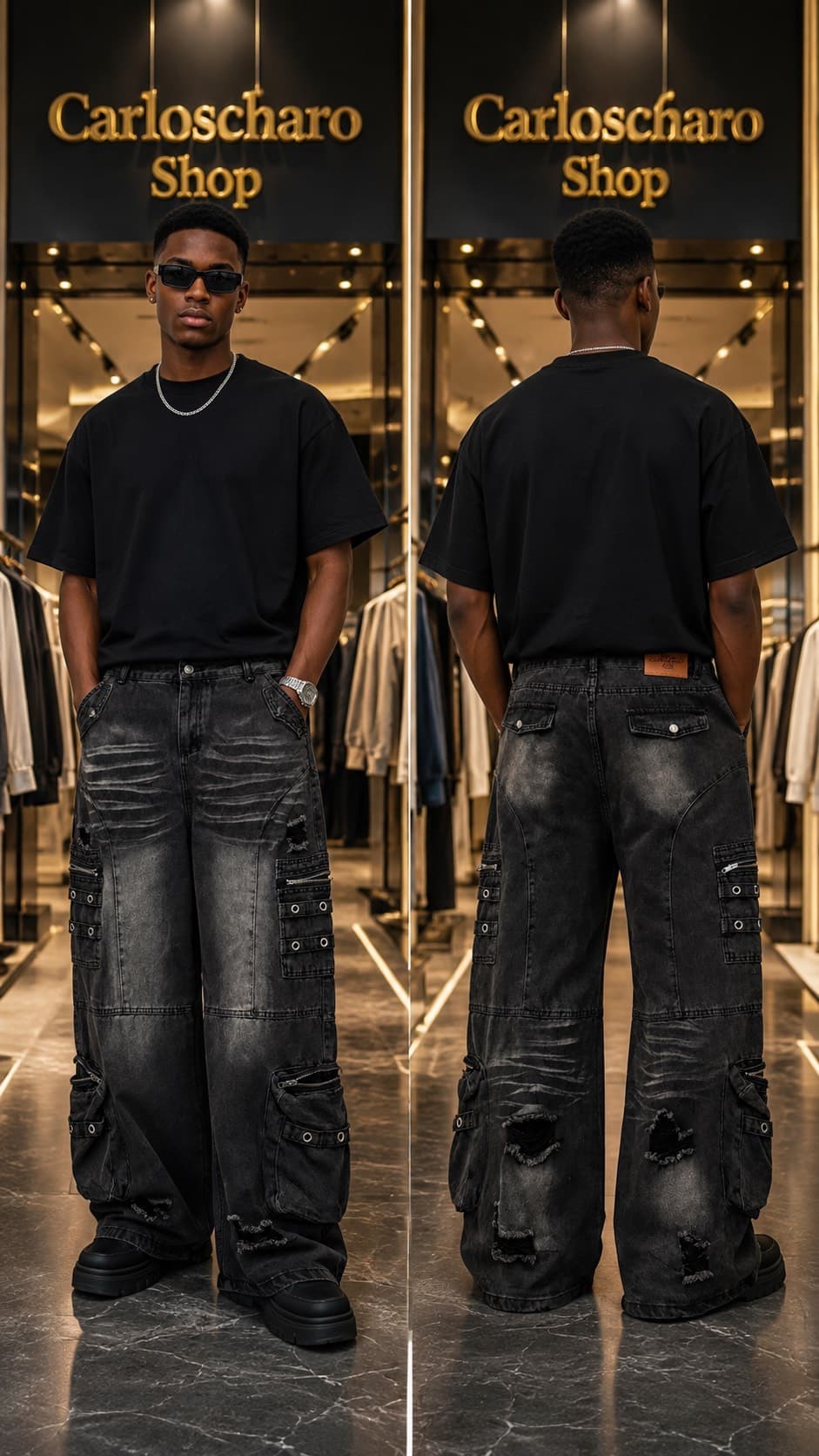 pantalon jean baggy streetwear