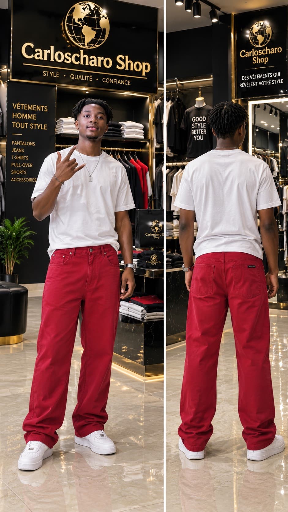 pantalon cargo rouge