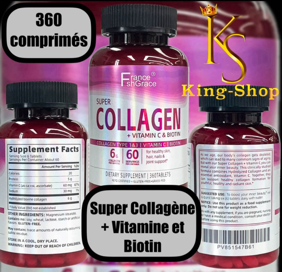 Super Collagène + Vitamine C et Biotin 