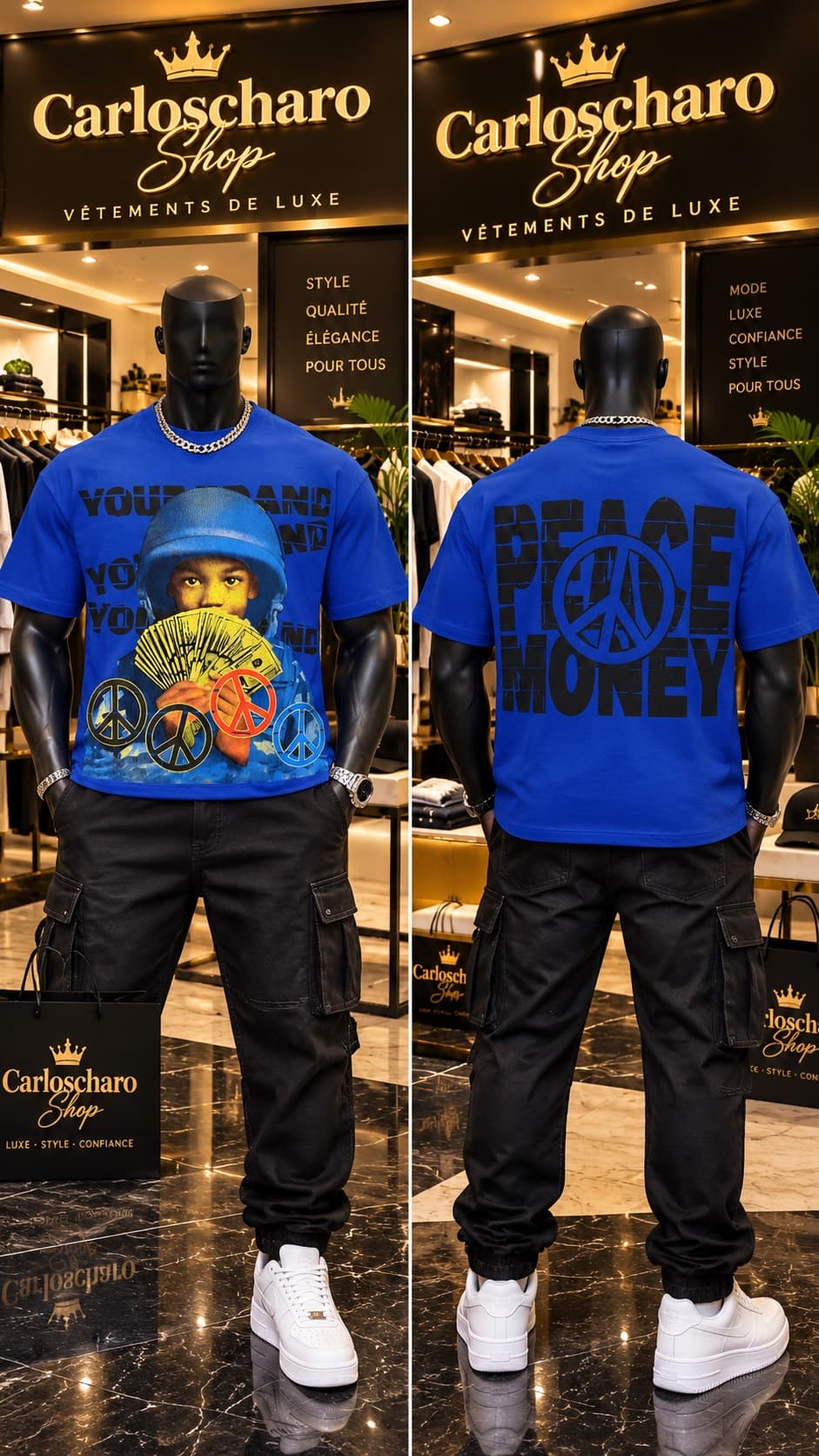 t-shirt streetwear bleu