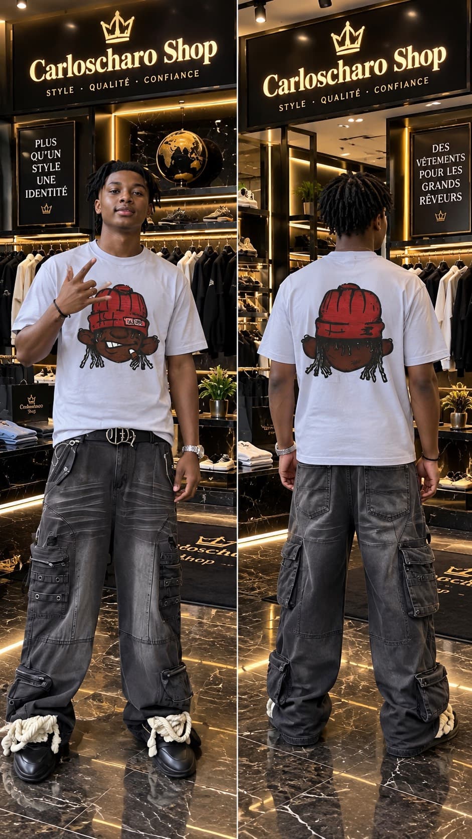 t-shirt streetwear bleu décontracté
