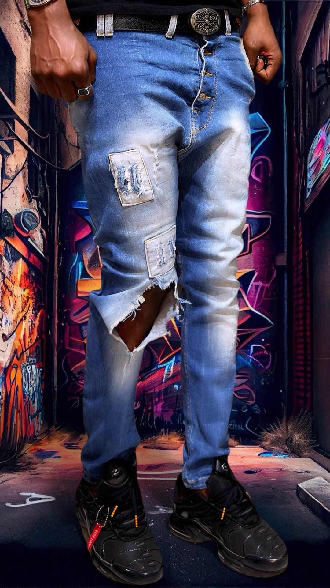pantalon jean bleu décontracté