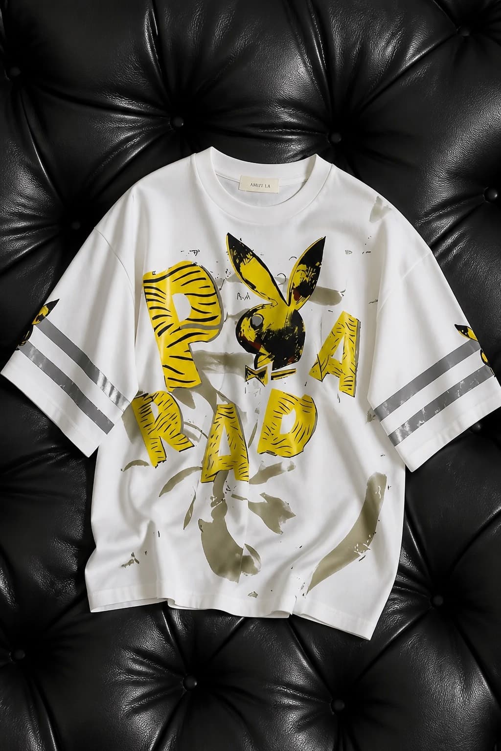 t-shirt blanc jaune streetwear