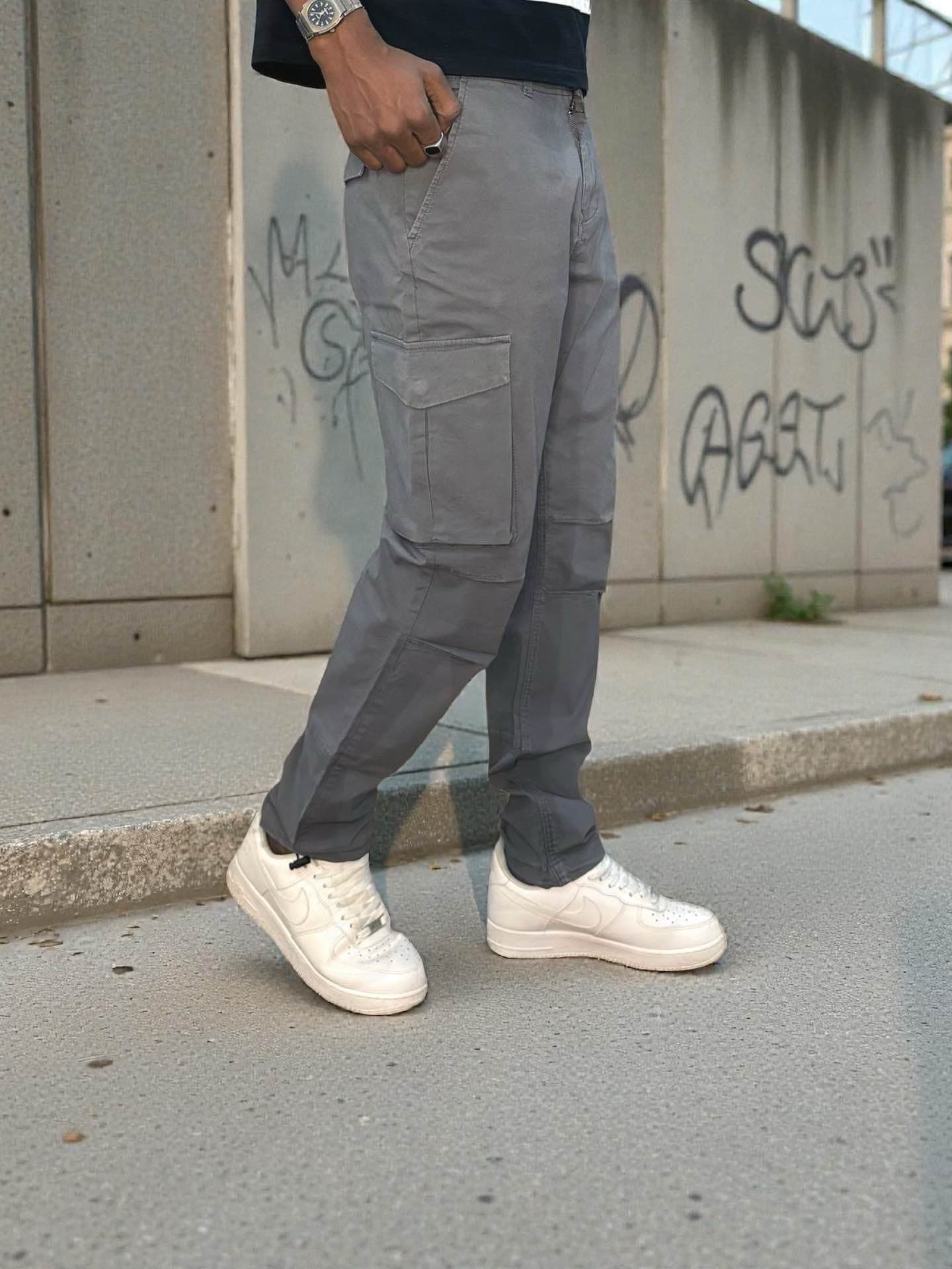 pantalon cargo gris