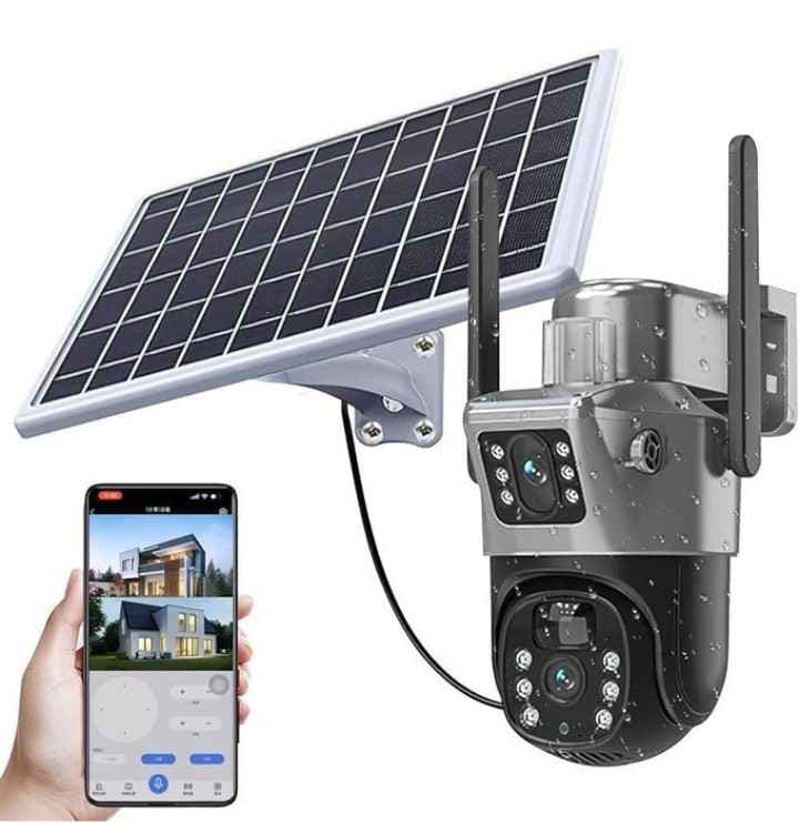 Caméra Solaire 4G/WiFi Double Objectif - Panneau Séparé + 2 Vues
