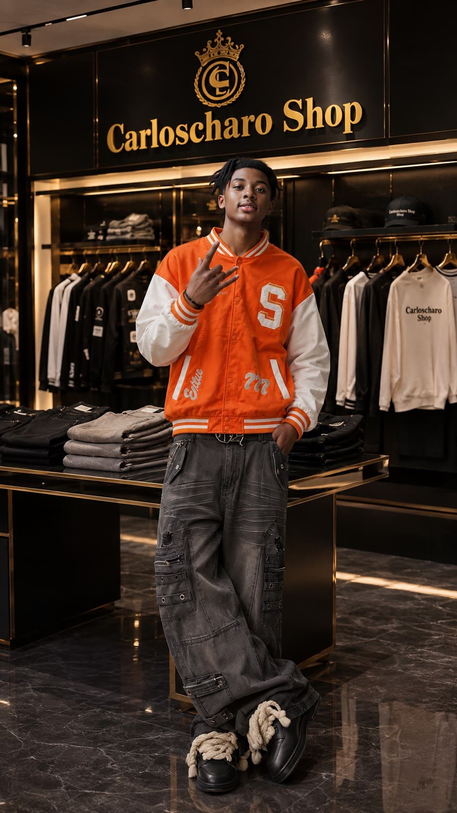 pull-over orange blanc