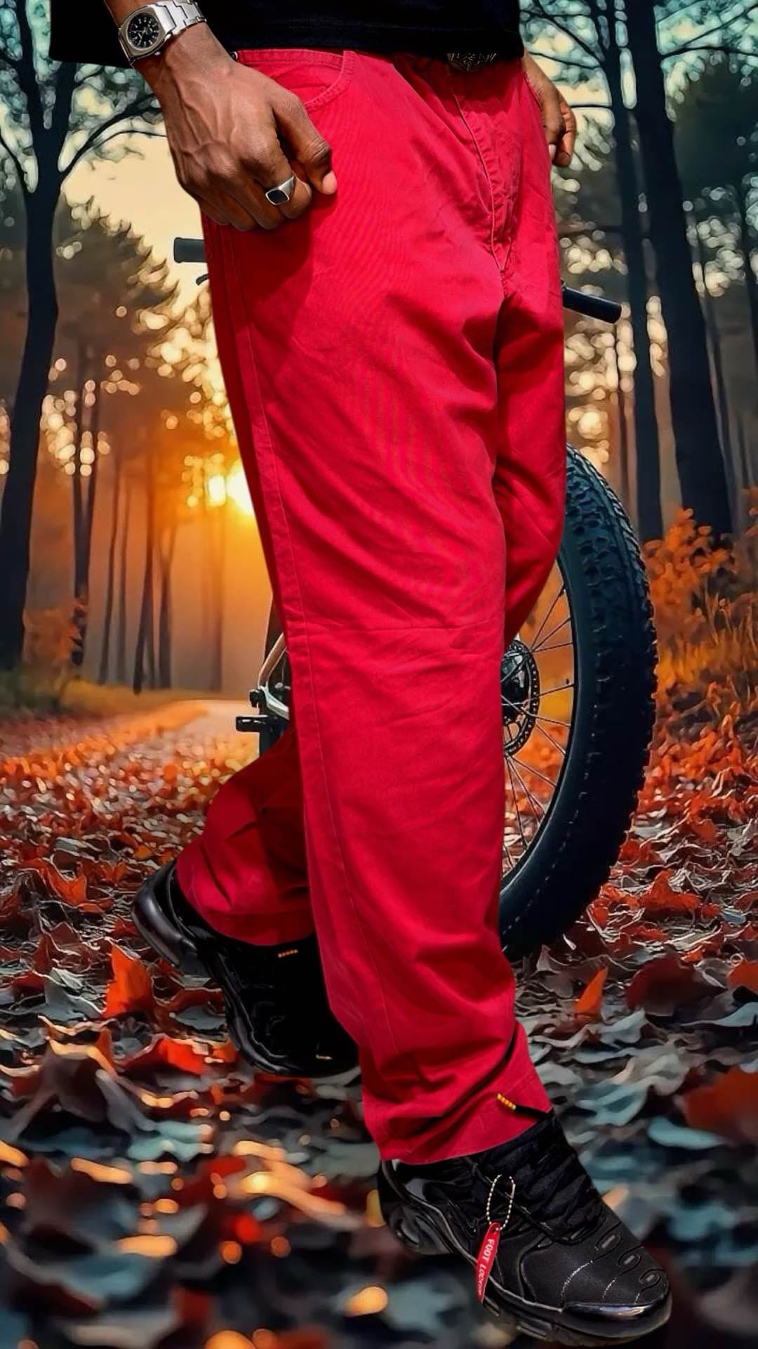 pantalon cargo rouge