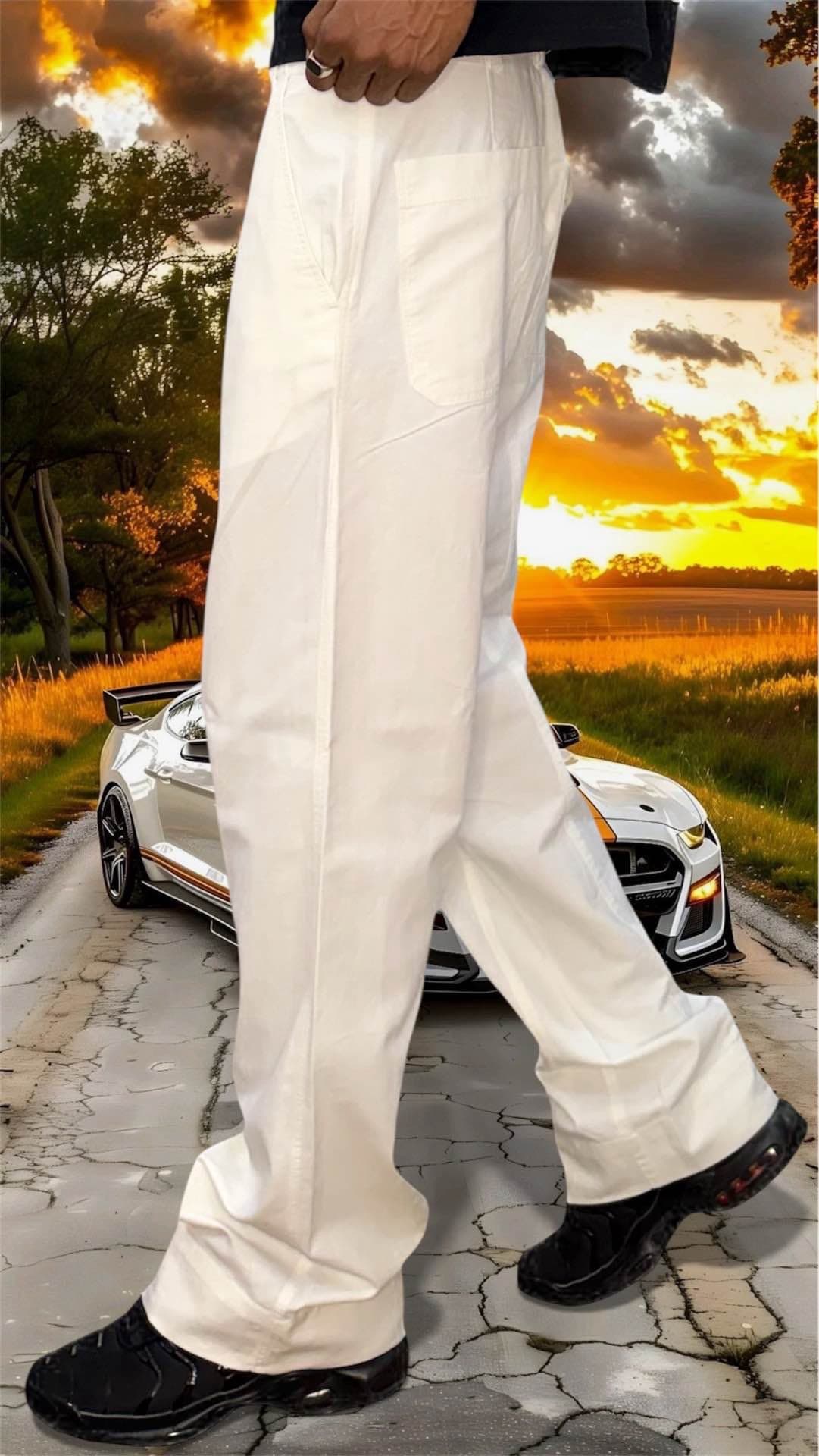pantalon cargo blanc