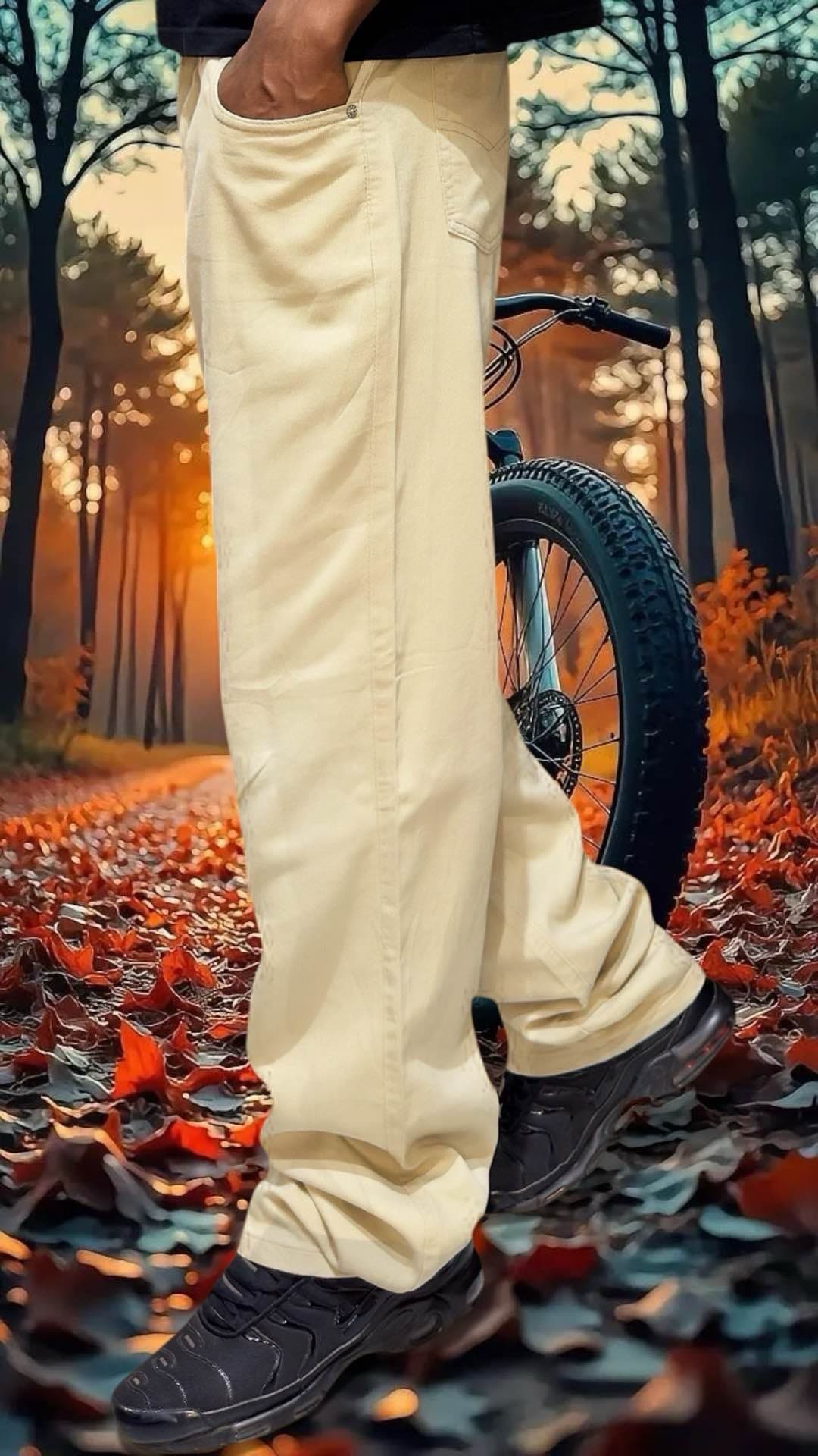 pantalon cargo robuste couleur kaki