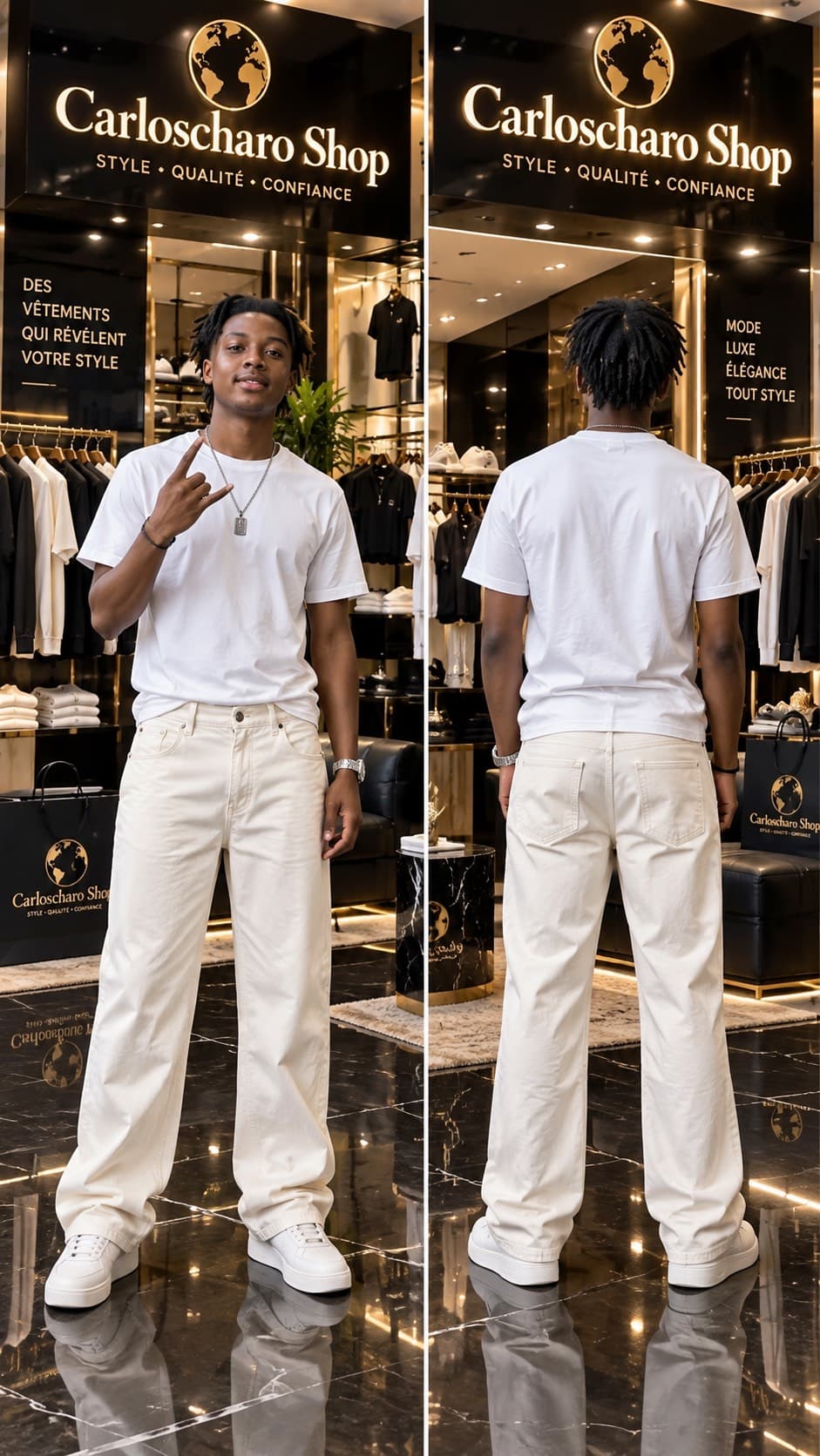 pantalon cargo blanc