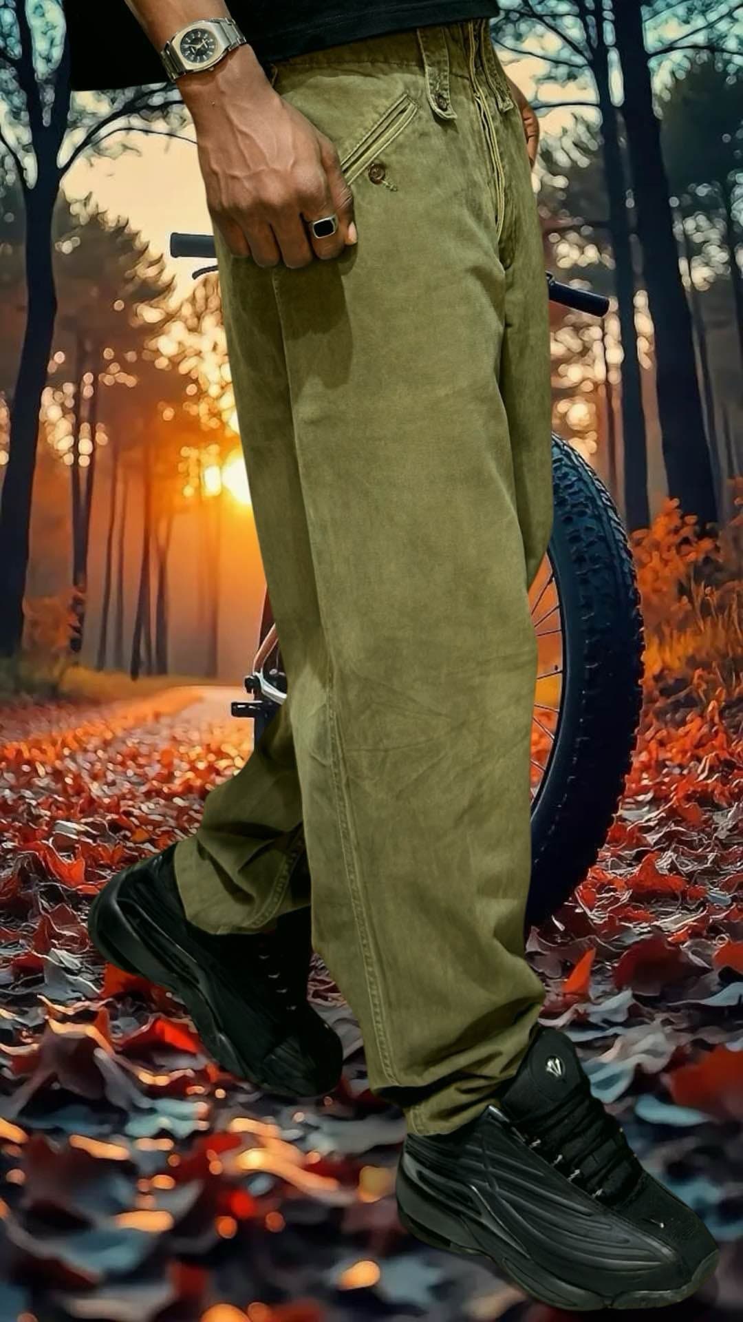 pantalon cargo vert
