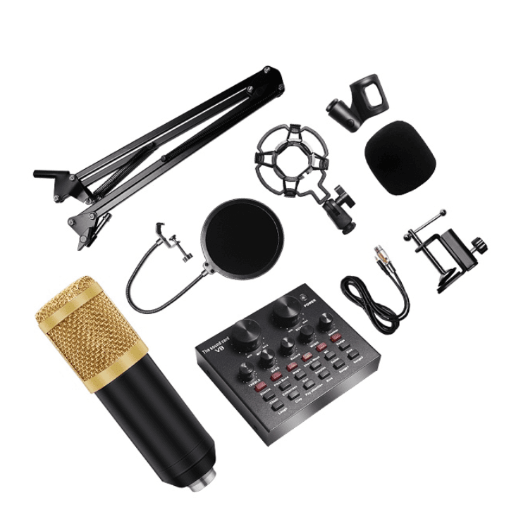 kit podcast studio carte son v8