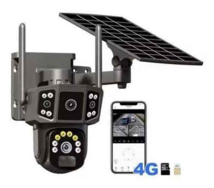 Camera Solaire 4G Double Objectif 4K - Sans WiFi Sans Électricité