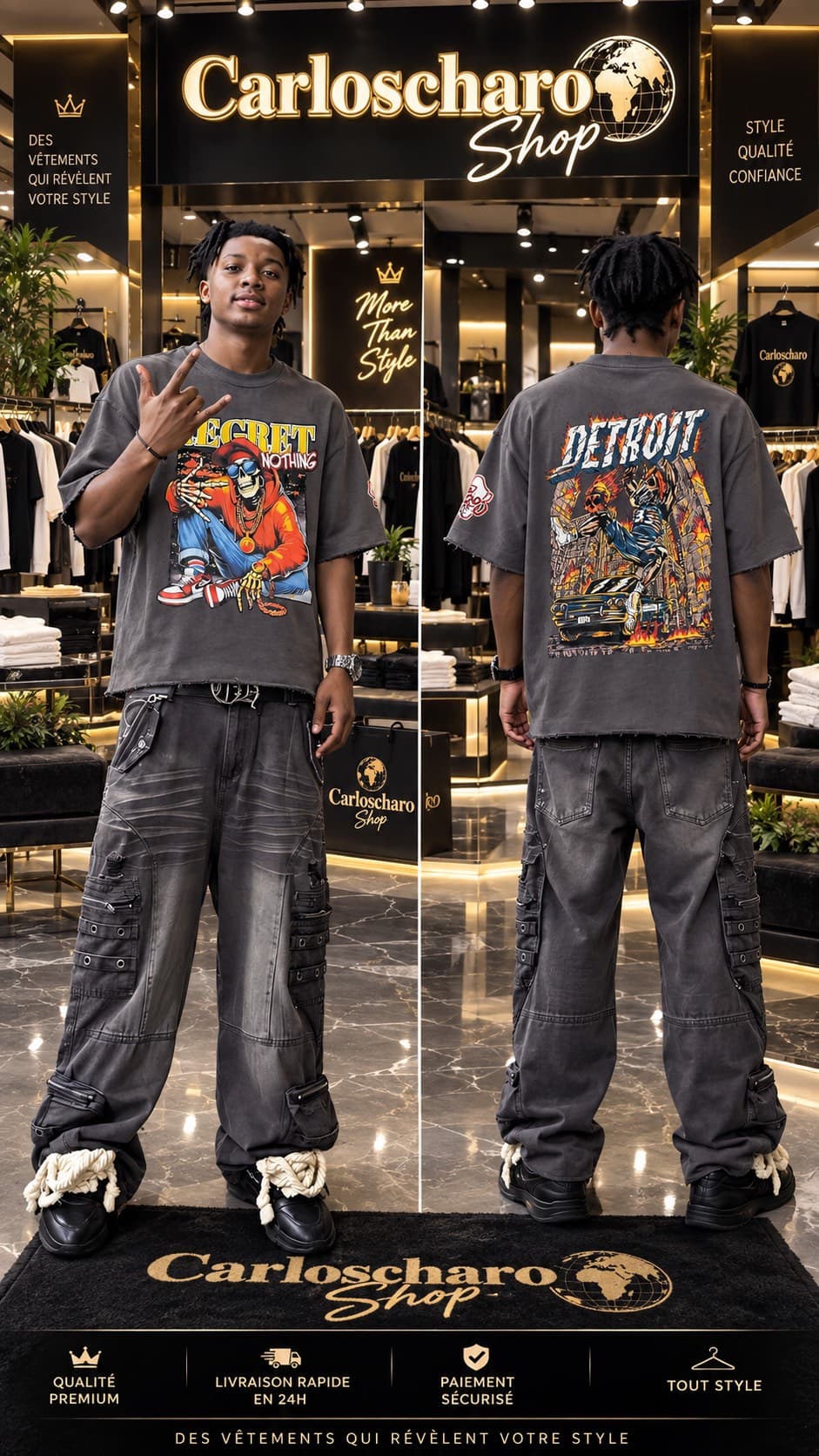 t-shirt streetwear robuste gris