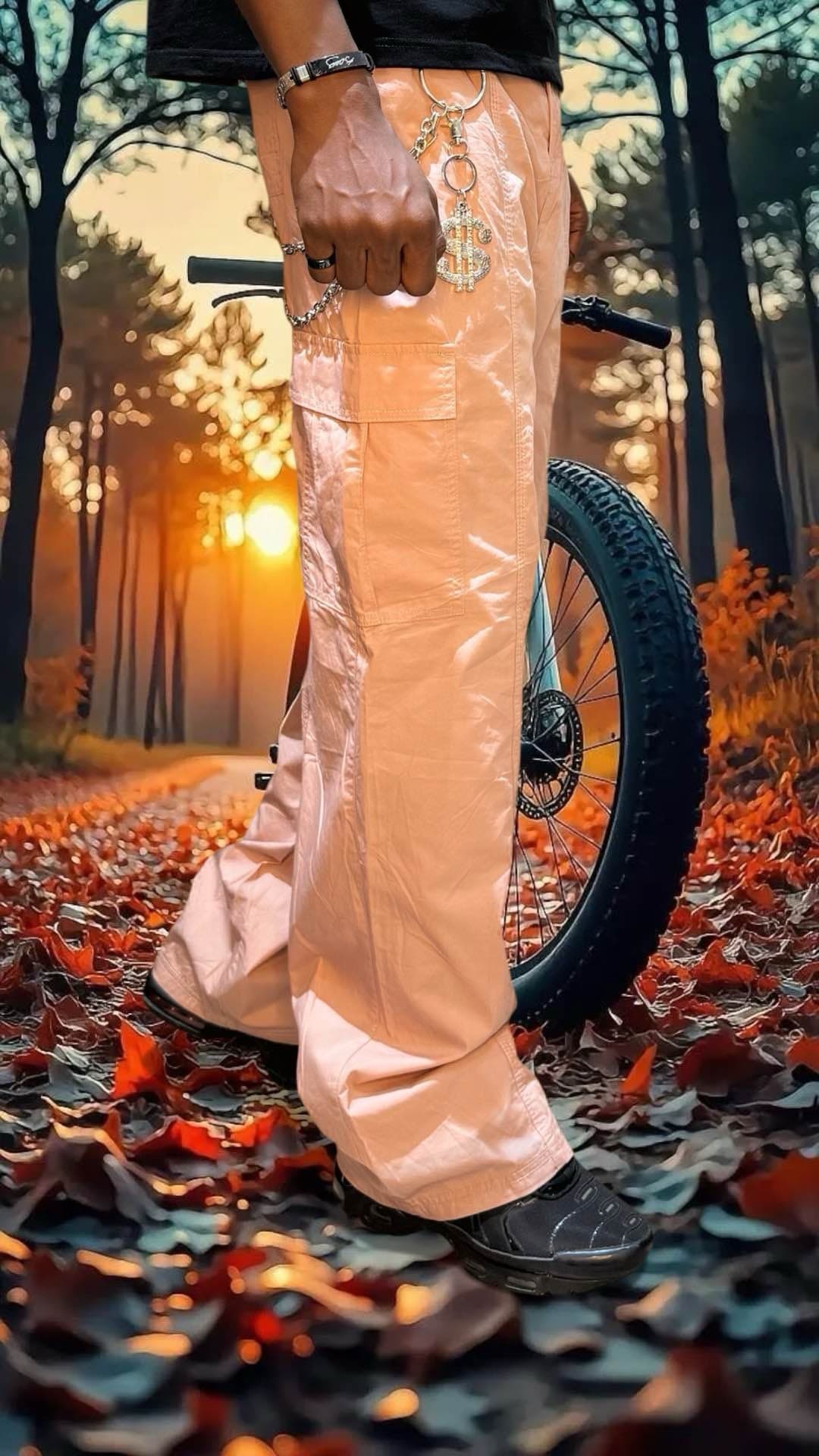 pantalon cargo rose