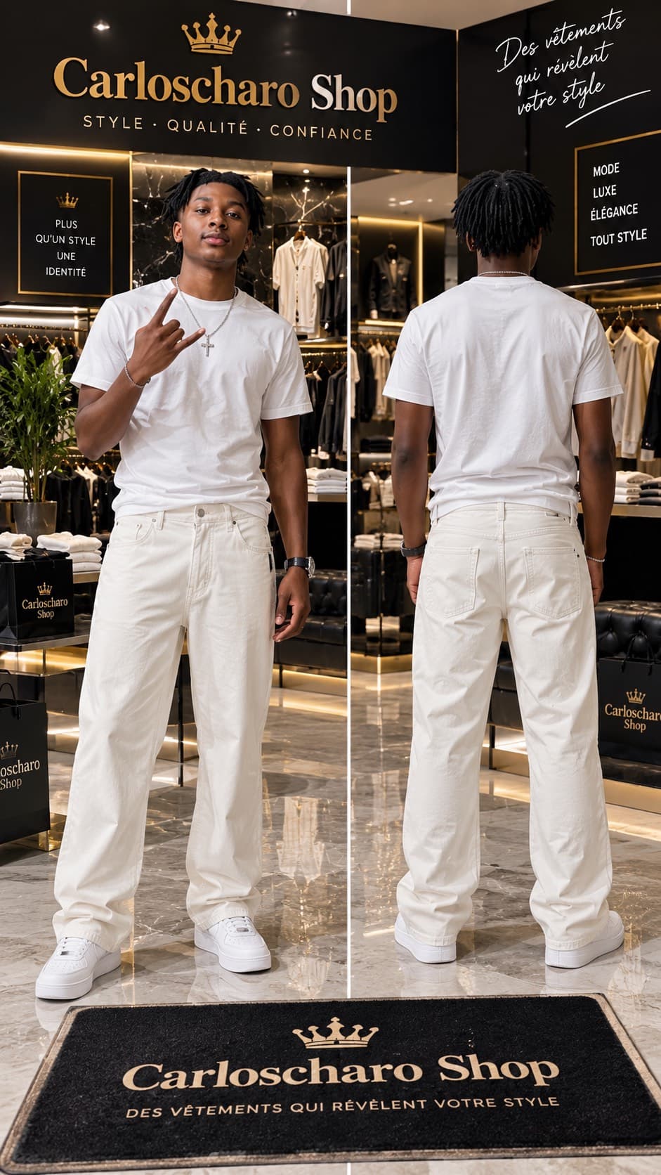 pantalon cargo blanc