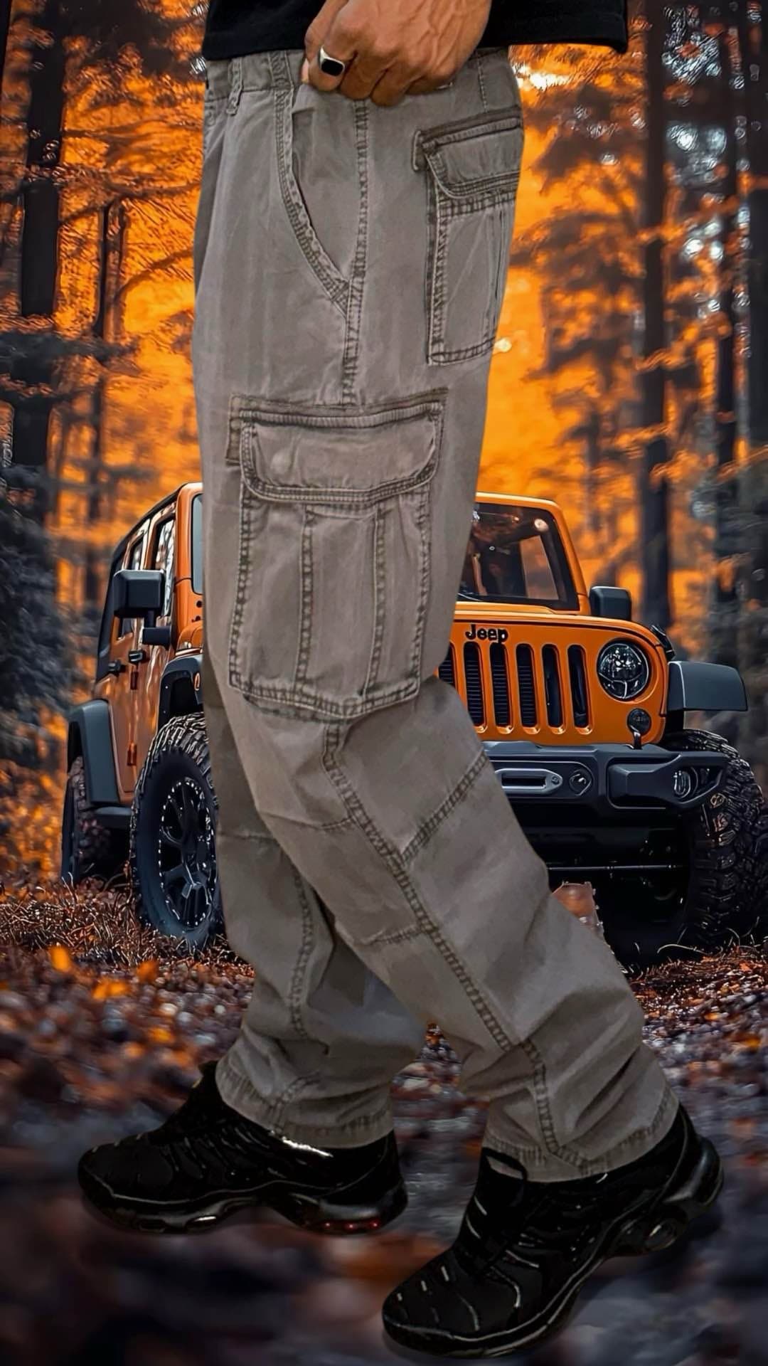 pantalon cargo gris décontracté