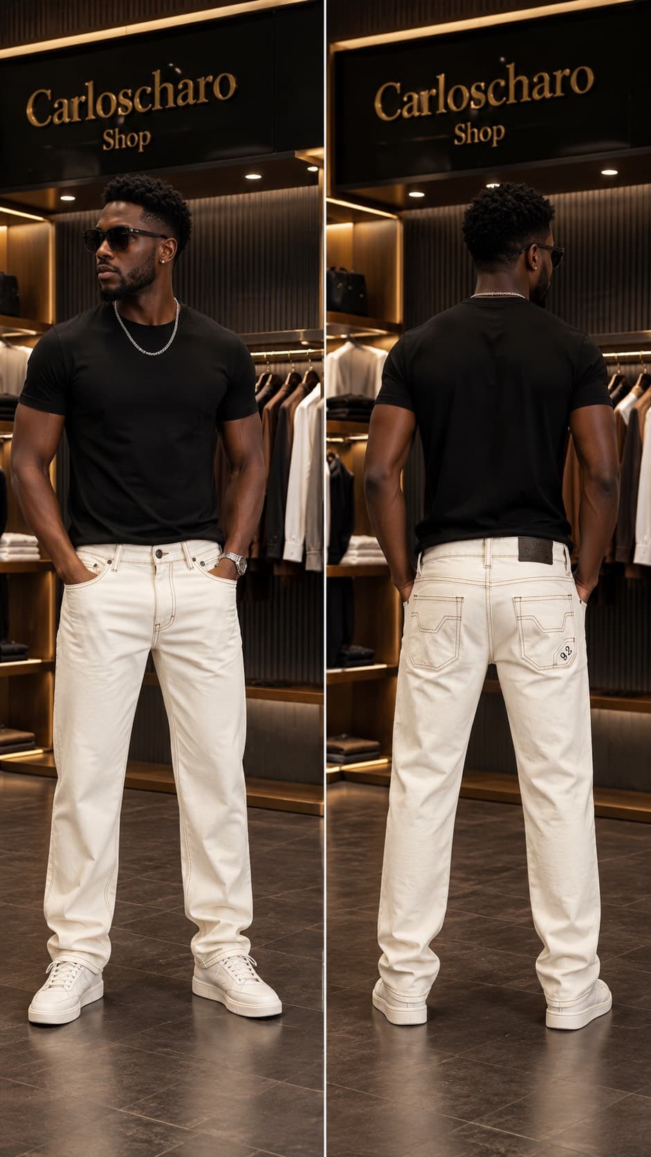 pantalon jean cargo beige