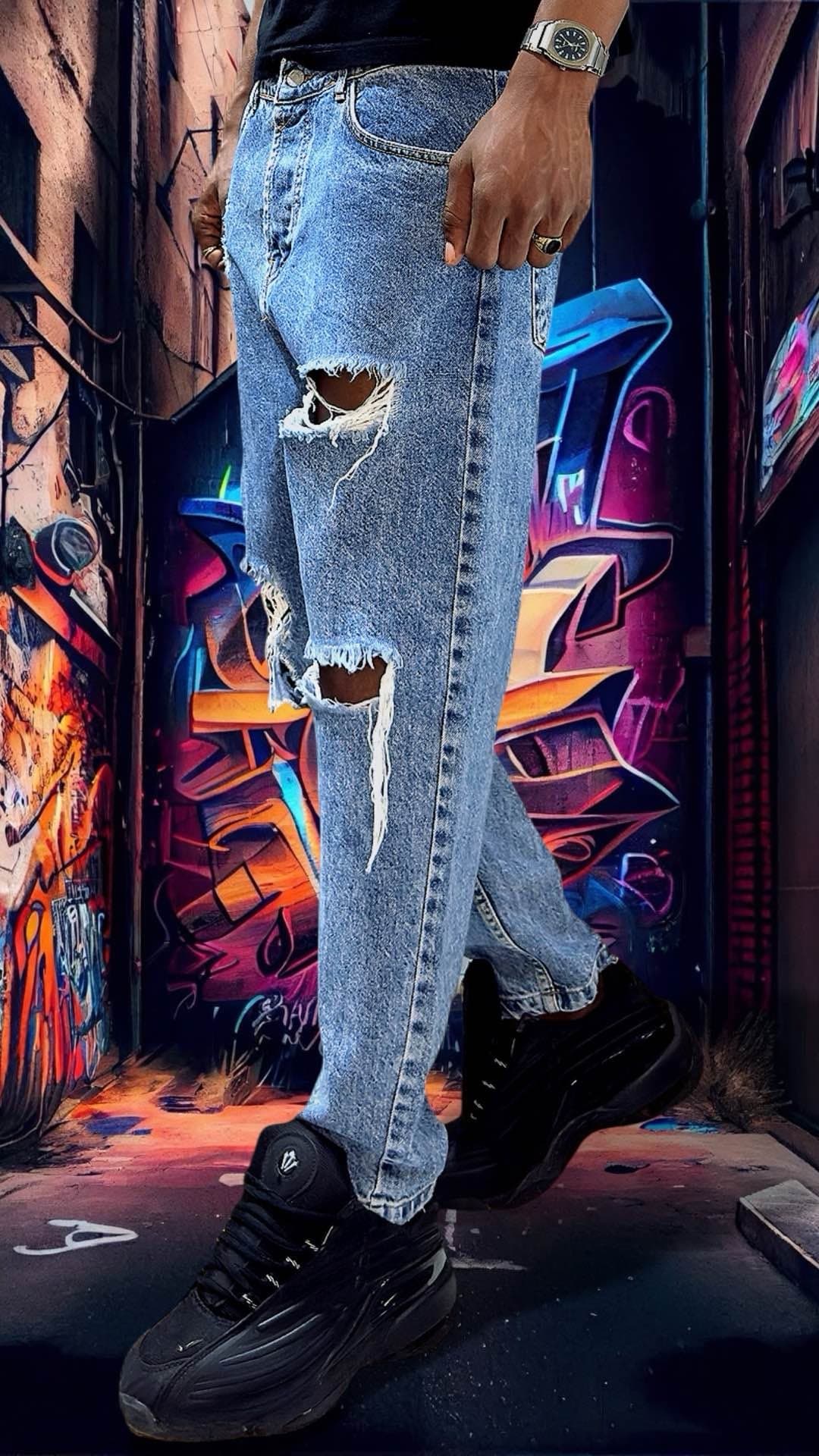 pantalon jean bleu décontracté