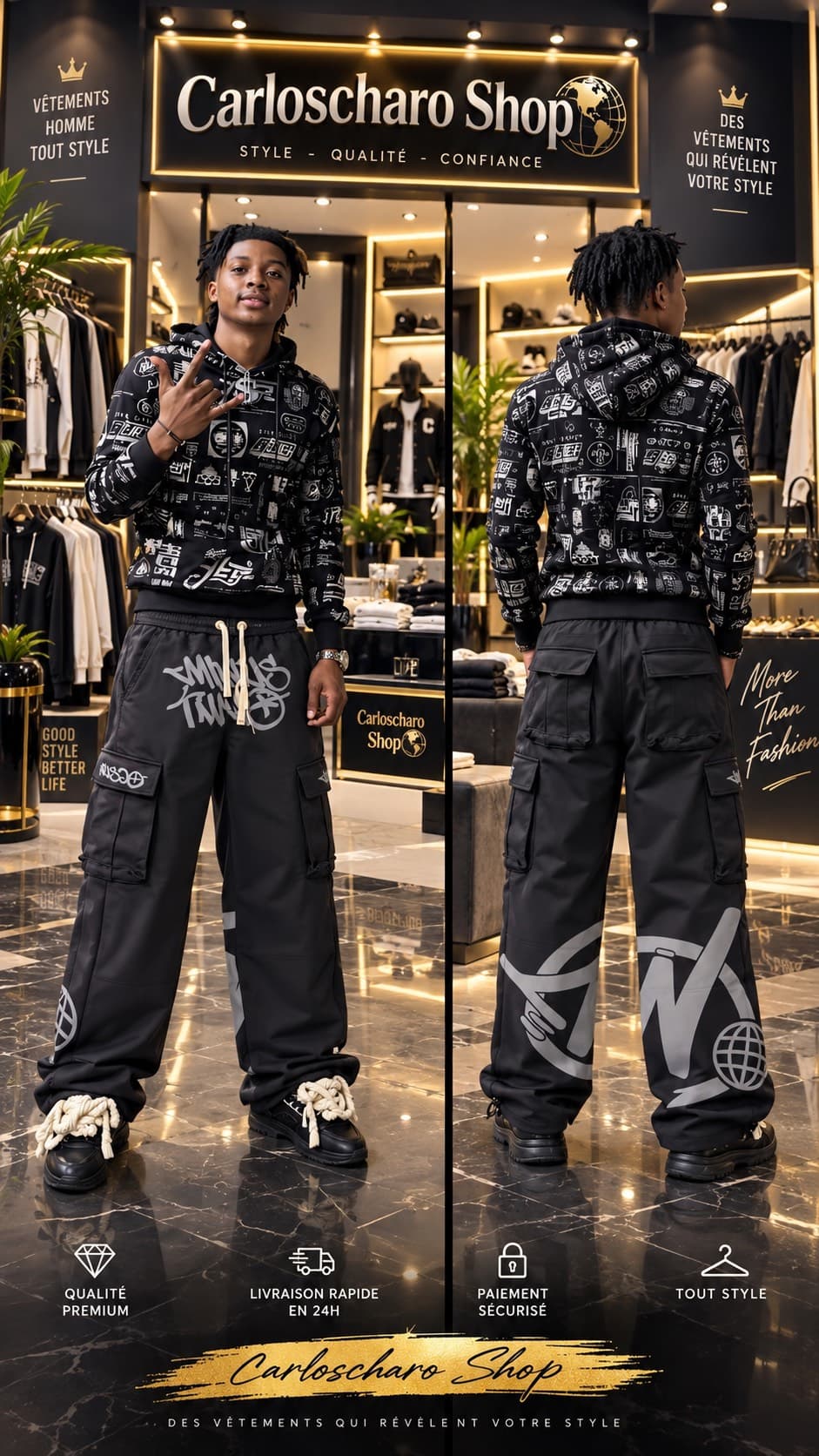 pantalon jogging noir