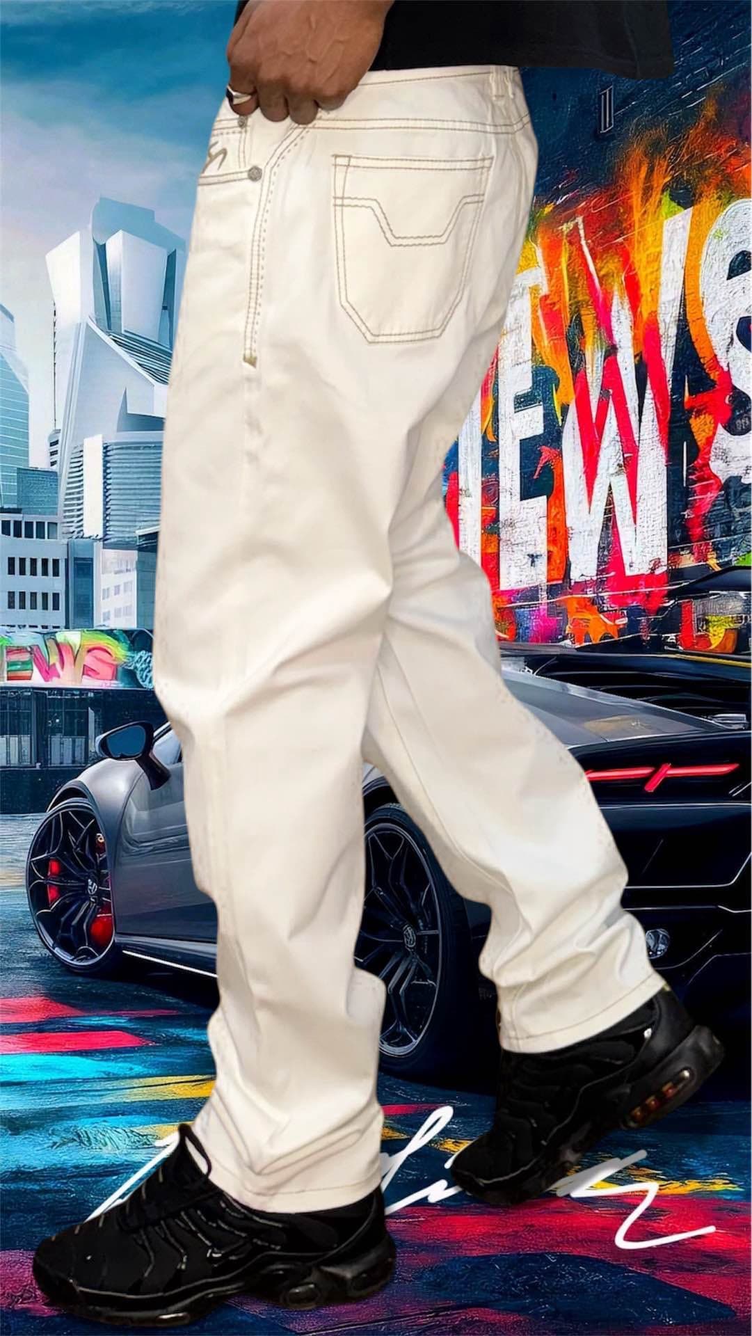 pantalon jean blanc robuste