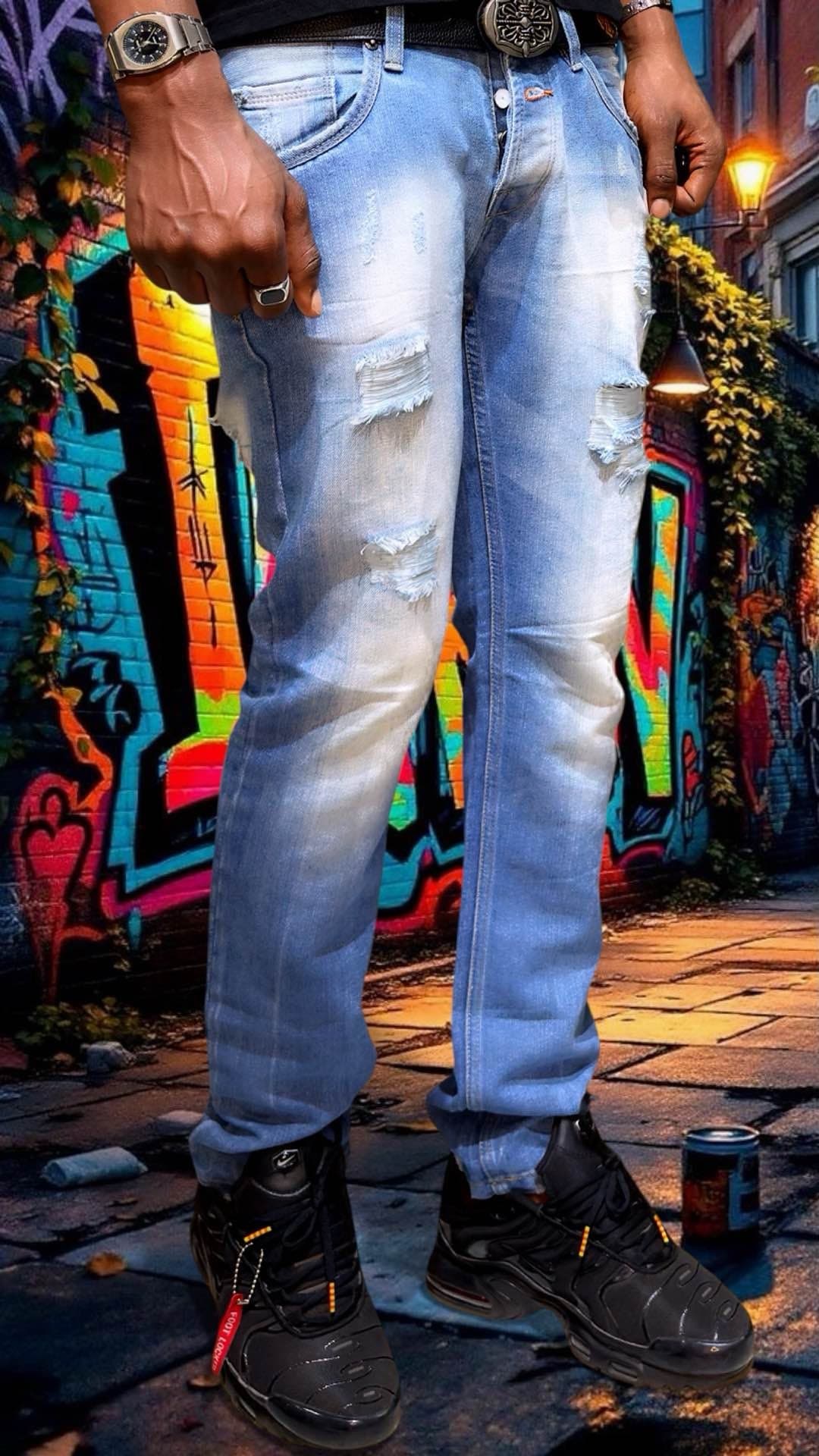 pantalon jean bleu décontracté