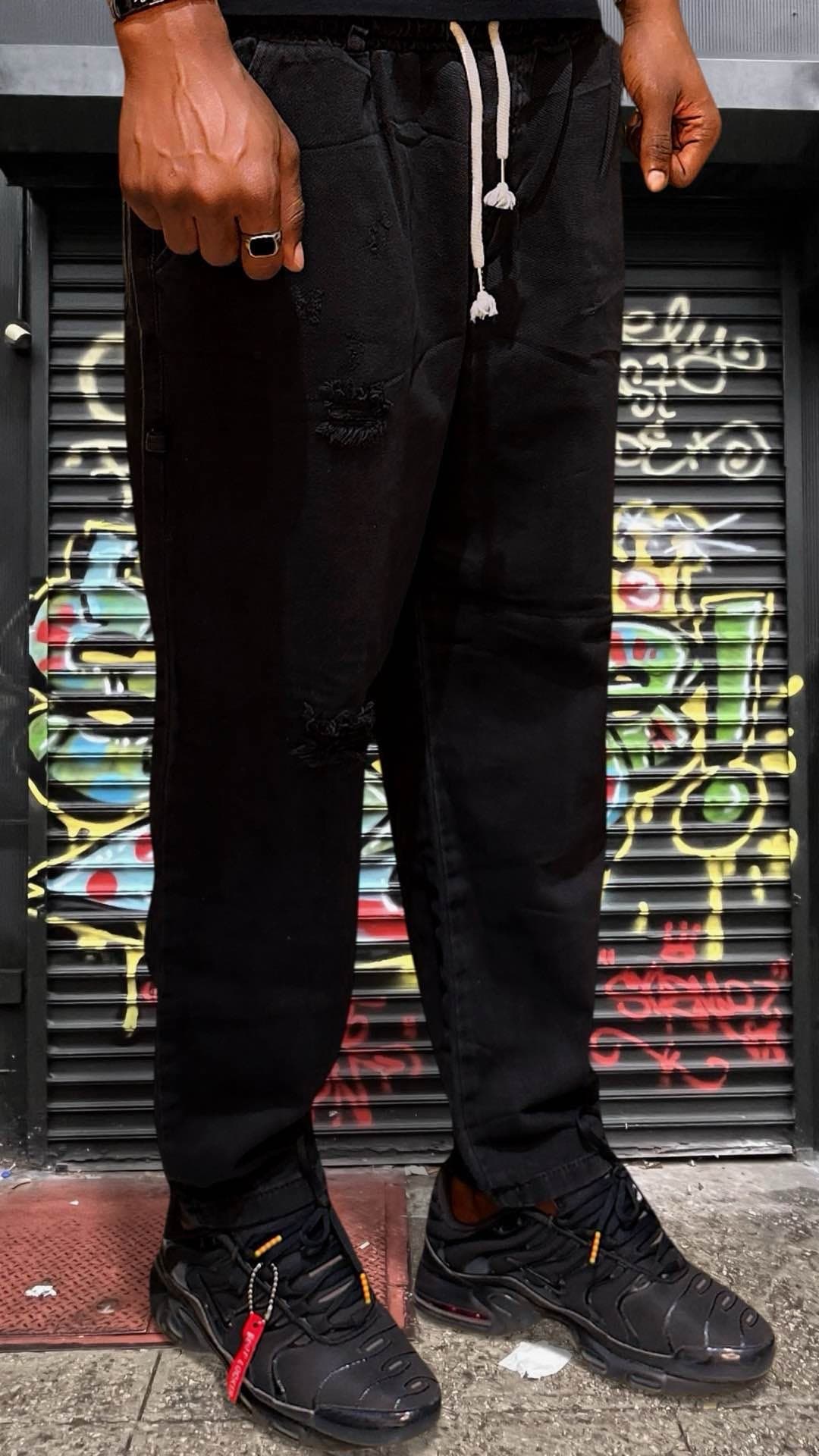 pantalon jean cargo noir