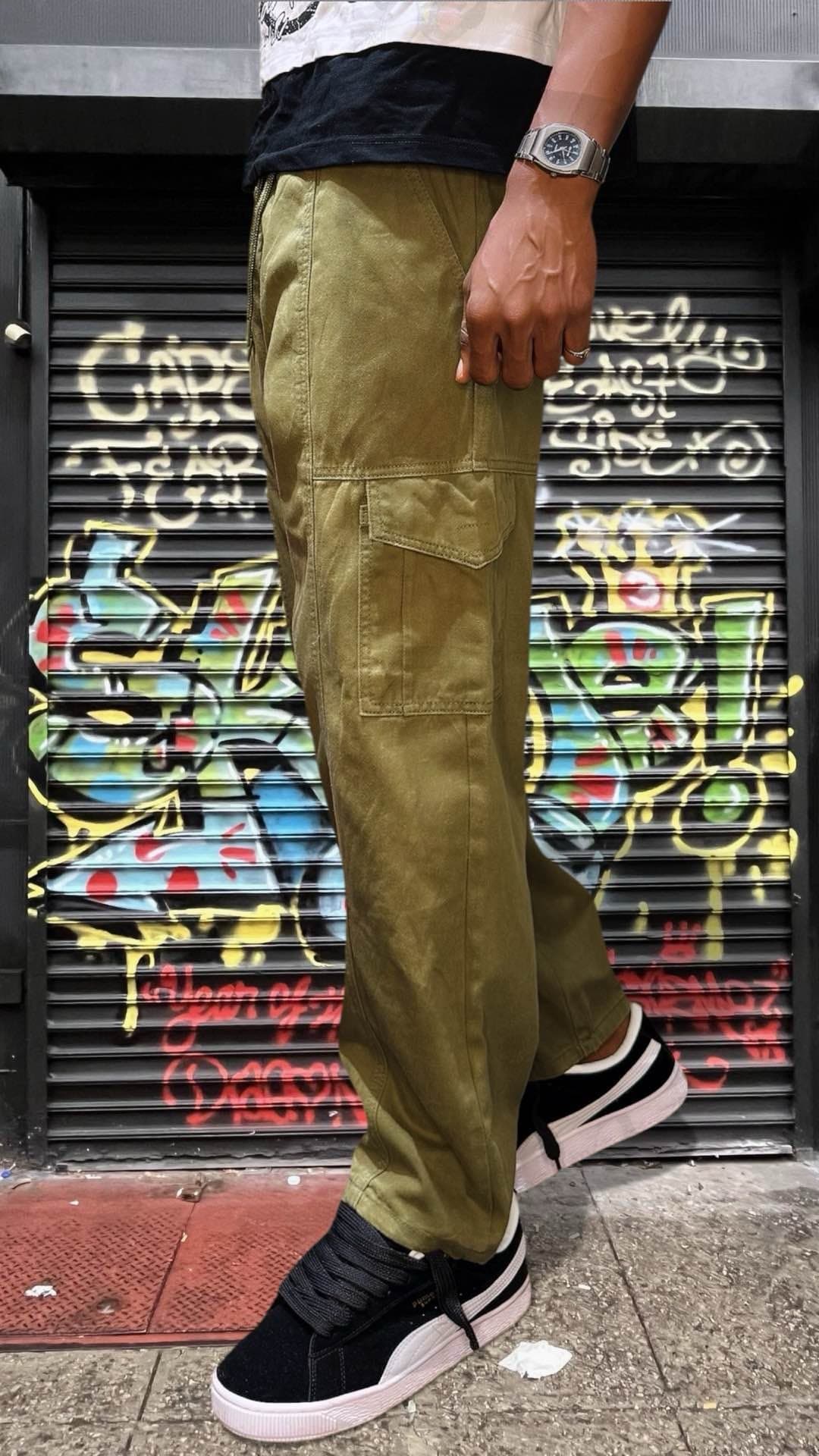 pantalon cargo vert